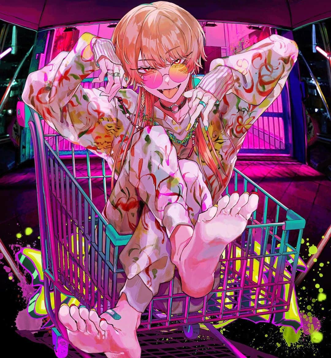 くろうめのインスタグラム：「🍌かんけーないから / flower🦍  動画とイラスト担当させて頂きました！ よろしくお願いいたします🍌 YouTube：youtu.be/0vduPCcnHDg   #illustration  #イラスト  #VOCALOID  #art  #artwork  #マイキP  #flower」
