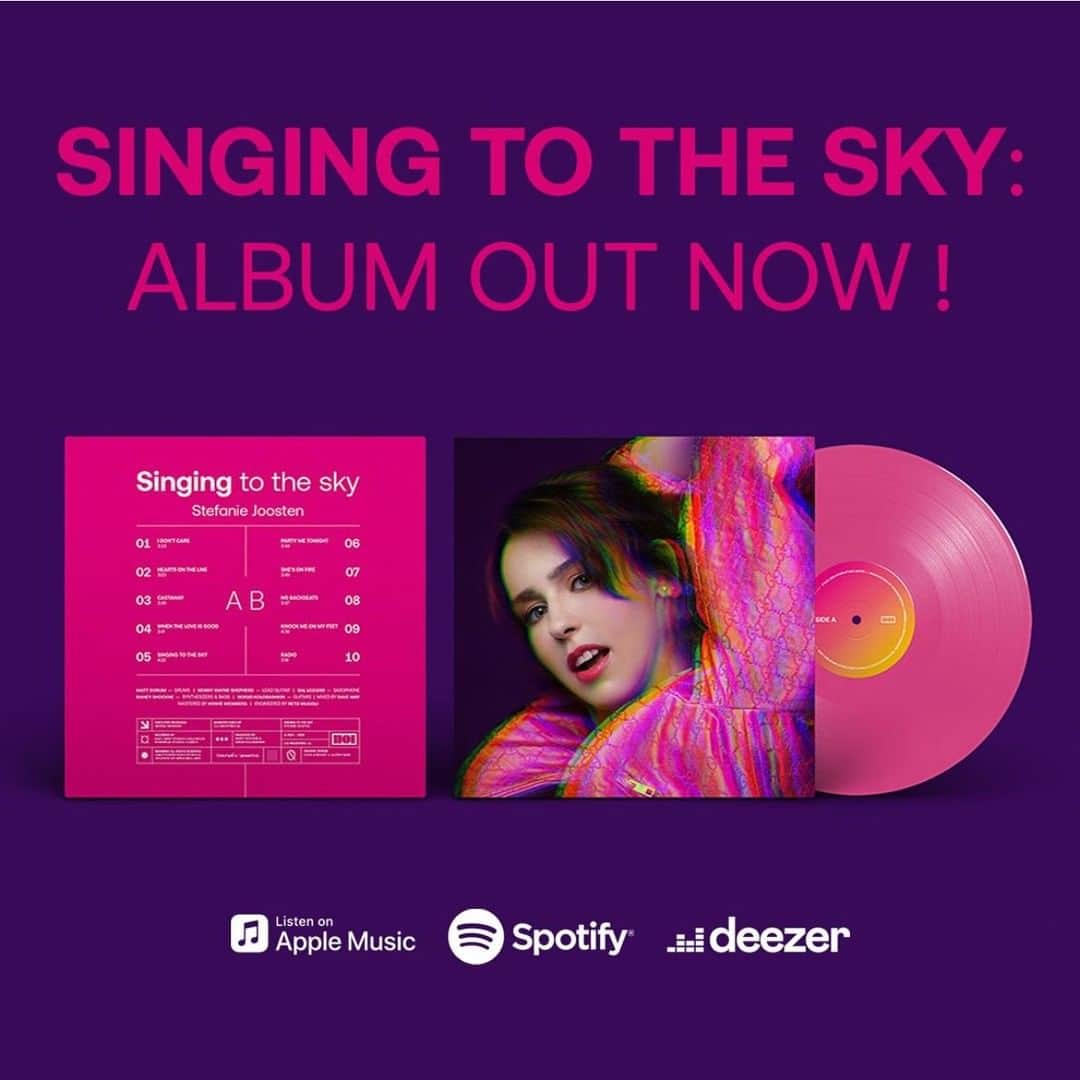 ステファニー・ヨーステンのインスタグラム：「IN CASE YOU MISSED IT: Singing to the Sky is out now on your favorite streaming platforms! Link in bio for more 🎶  🎵 Singing to the Sky | 01.12.22 #SingingToTheSky #110Industries #GiorgioMoroder #StefanieJoosten #RaneyShockne #PeteBellote #TomWhitlock #MattSorum #KennyWayneShepherd #DaveWay #HowieWeinberg #Music #80s #Disco #Album #Vinyl #AppleMusic #Spotify #Deezer」