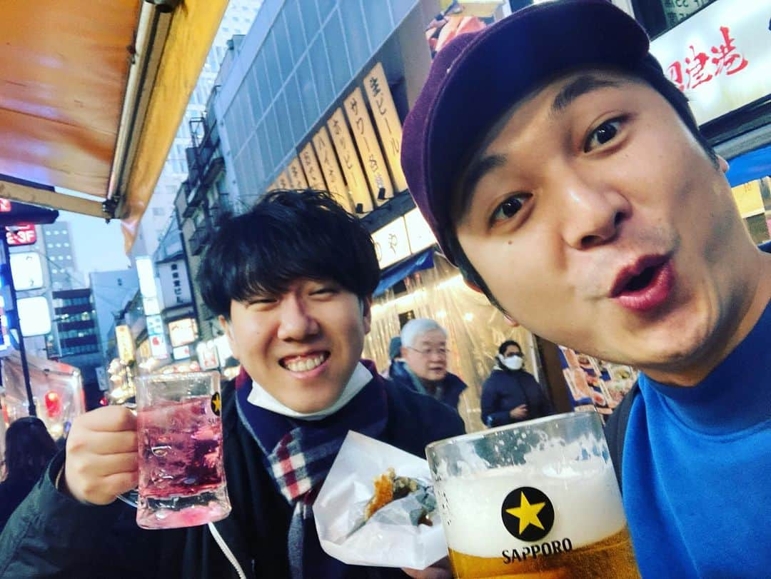 ナベのインスタグラム：「かつやまさんと上野しました🍺🍶」