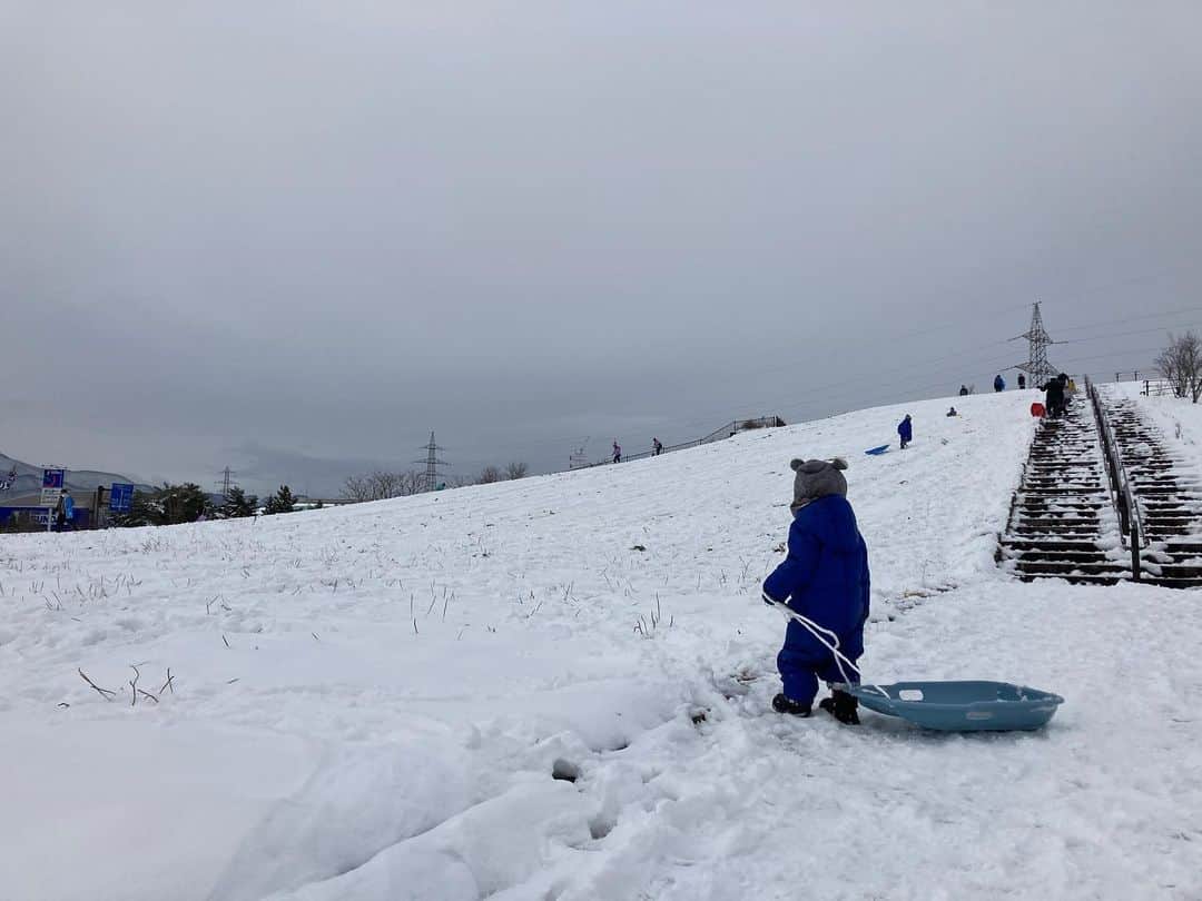井上智晶さんのインスタグラム写真 - (井上智晶Instagram)「休日、息子を連れて 初ソリ　滑ってきました！  無料でこんなに楽しめる 場所があるなんて 盛岡ってやっぱり 良いところだなと思います^_^  それにしてもソリって 意外に難しい… スピードが出ると 足に雪があたって 息子の顔が雪まみれになるし スピード遅くしようとすると 滑らなくなっちゃって うまく下まで滑れませんでした💧  #初ソリ#ソリデビュー#井上智晶#盛岡市中央公園 #岩手めんこいテレビ#アナウンサー」12月19日 7時45分 - tomoaki.mit.inoue