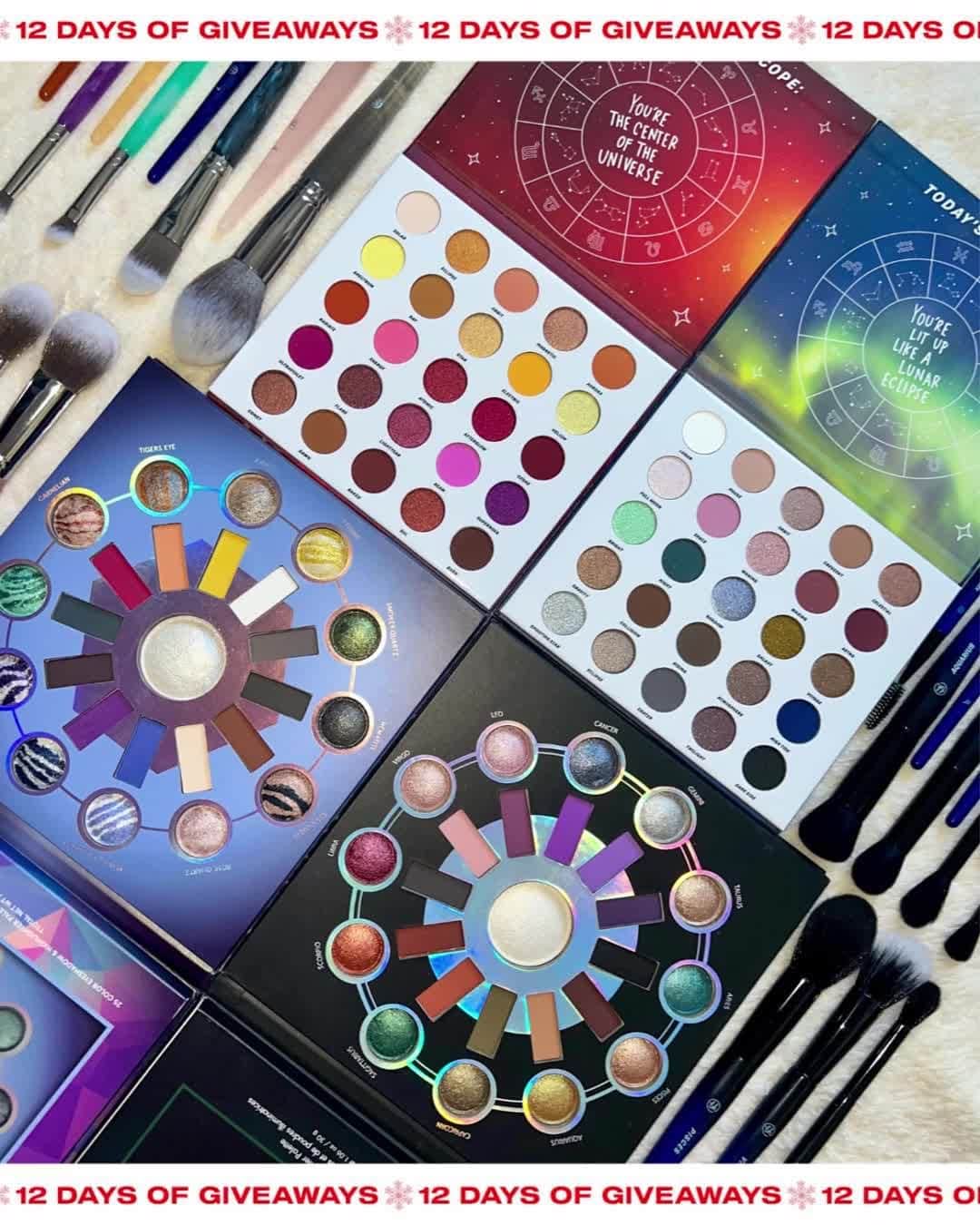 BH Cosmeticsのインスタグラム：「🎁 12 DAYS OF GIVEAWAYS - DAY 6 🎁⁠ GIVEAWAY CLOSED! Win allll our ZODIAC palettes & brush sets for stellar full-face looks!! ⁠💫🖤⁣ ⁣ Congratulations @makeupbyeloisaa!   🌙 Like this post⁠⁣ 🌙 Comment your zodiac sign!⁣ 🌙 Must be following us @bhcosmetics!⁣⁣ ⁠⁣ BONUS: Leave a 💫 emoji on our recent posts!⁣⁣ ⁠⁠⁣ More entries = more likely to win 🤩🙌🏽 ⁣ ⁣⁣⁣ ⁣ Giveaway closes 12/27 at 11:59pm PST. 1 winner to be announced on original post and contacted via DM. Must be 18 years or older with a US mailing address. This giveaway is in no way sponsored by or affiliated with Instagram. Good luck!⁣」