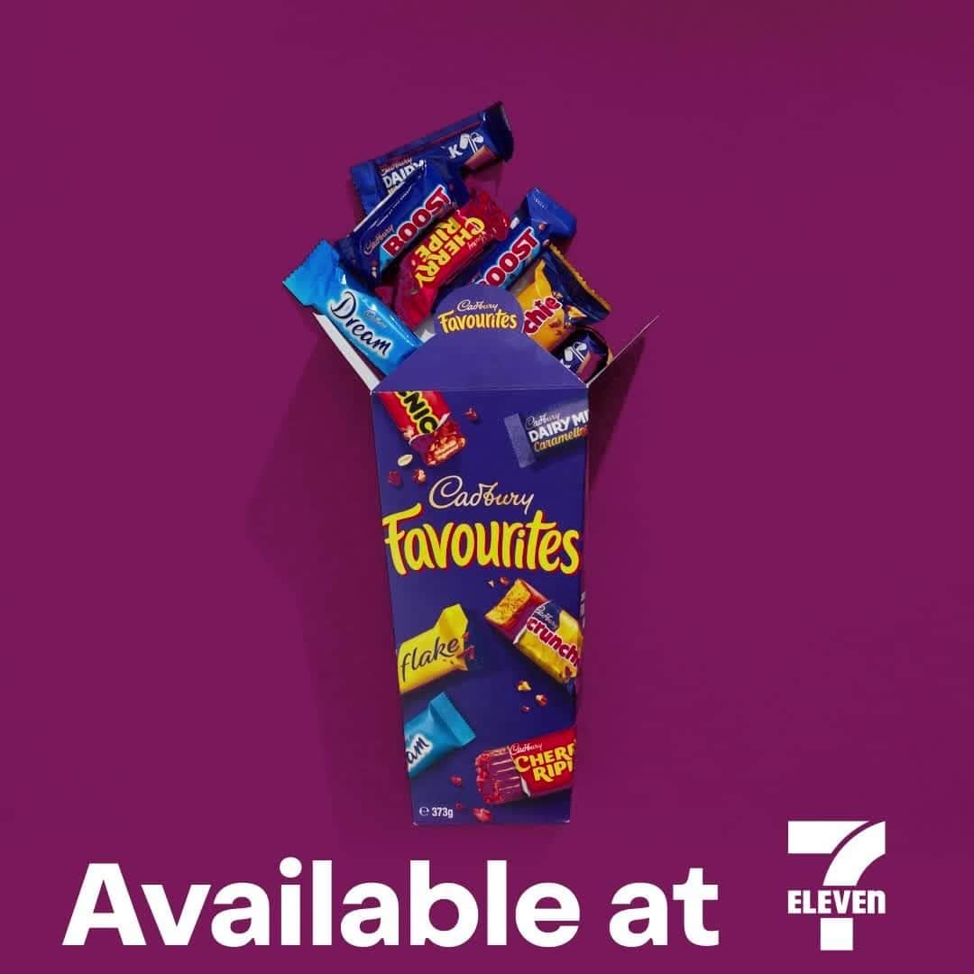 7-Eleven Australiaのインスタグラム：「Need a quick party favour to bring along? Look no further than your local #7ElevanAus to pick up a box of @cadburyaust favourites 🍫」