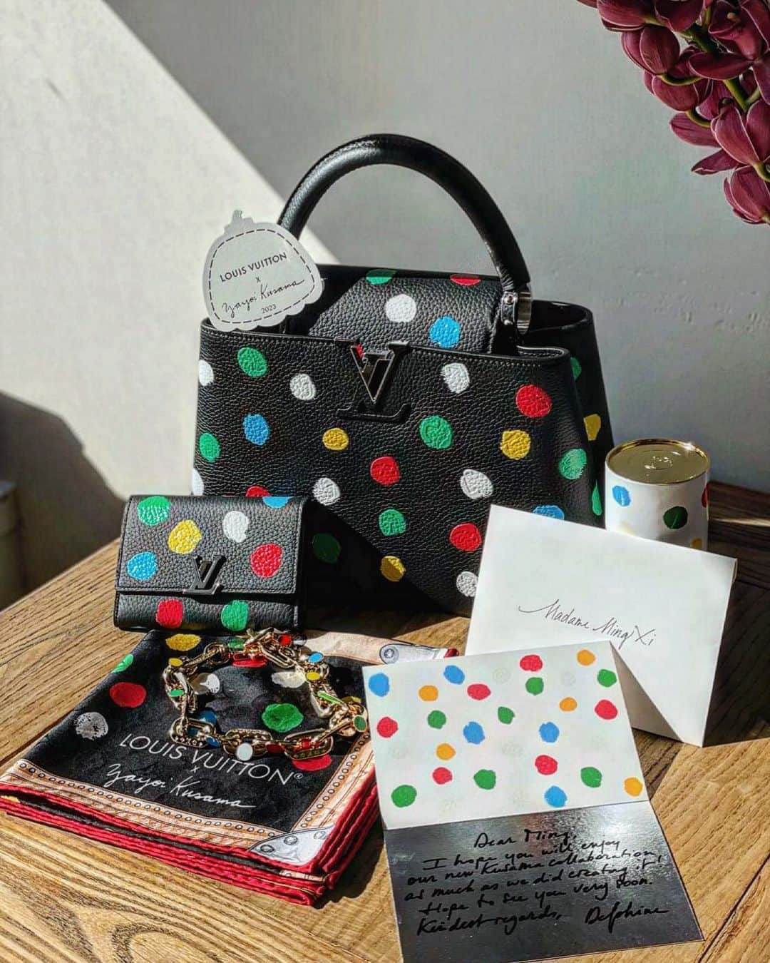 ミン・シーのインスタグラム：「ありがとうございました!😍  #LVxYayoiKusama @louisvuitton #louisvuitton」