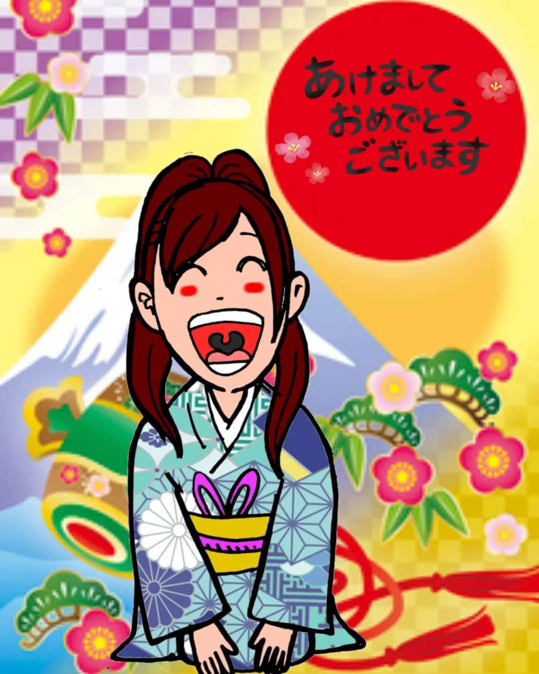 藤本つかさのインスタグラム：「明けましておめでとうございます🎍  2023年はどんな年になるか想像もつきませんが、無事に生まれてきてくれることを願って、健康で穏やかに暮らせますように🛐  今年も宜しくお願いします！  いとじさん、似顔絵ありがとうございます🎨  #もう1月4日だぞ #happynewyear #あけましておめでとうございます #安産祈願 #2023年 #兎年」