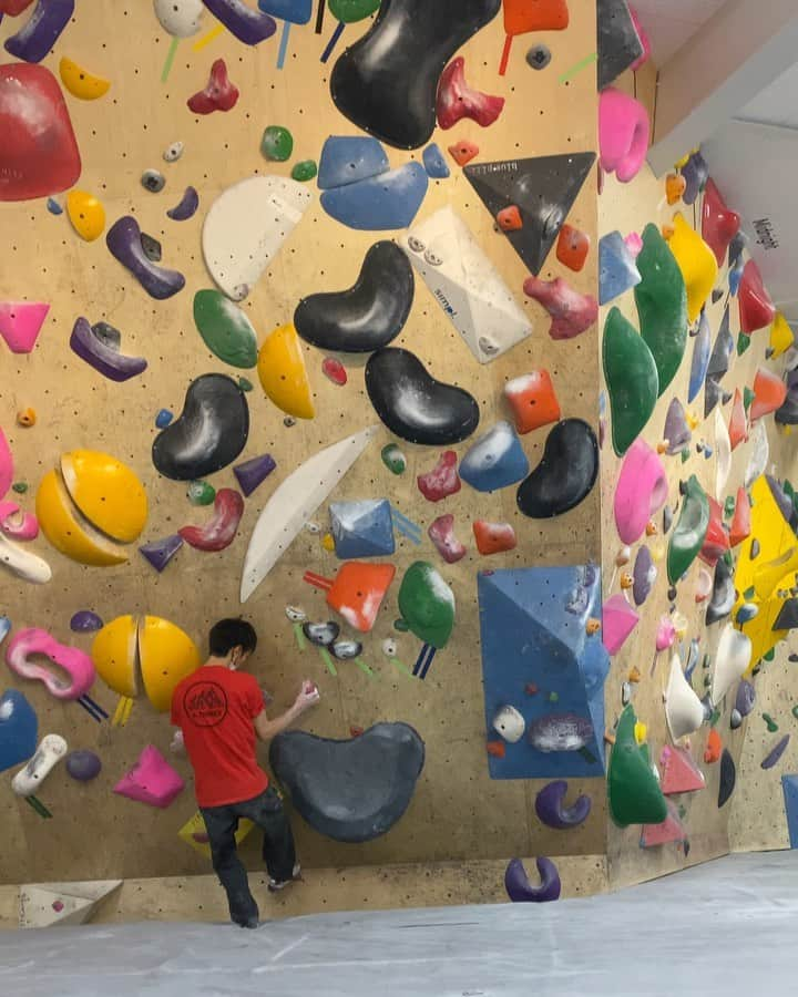 安間佐千のインスタグラム：「Enjoyed new set @boulderpark_basecamp yesterday! I needed long rest to get back on hard climbing after sending 最後の者(The last one) in October. Really enjoyed some simple and crazy moves!  1: 3D set by @nikubashira_yuji0104  Simple and hard!  2: 2D set by @makoto.yamauchi  The most strange move I’ve done this year😂  昨日は @boulderpark_basecamp で久しぶりに激しく登った！10月に瑞牆山で最後の者を初登してから、ハードに登るモチベーションを取り戻すのに長いレストが必要だったみたい。ようやっと戻ってきた感じ。昨日は楽しめた！  @adidasterrex  @fiveten_official  @petzl_official  @newhale_climbing  @newhale_japan  @carbongrip  #アルテリア」