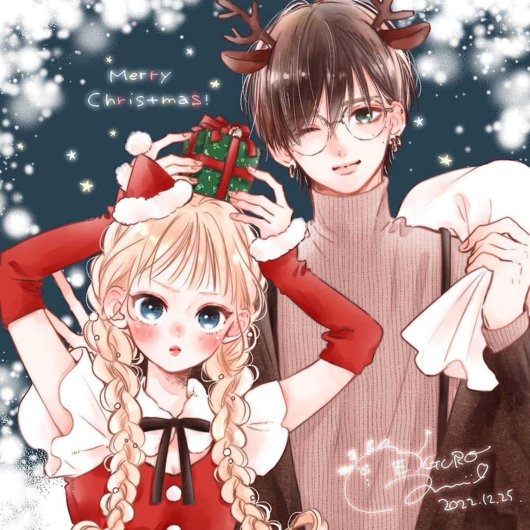 目黒あむのインスタグラム：「メリークリスマス🎄✨  あとでTikTokにも動画あげてみます〜（初）  #お姉ちゃんの翠くん #少女漫画 #クリスマス #christmas #illustration」