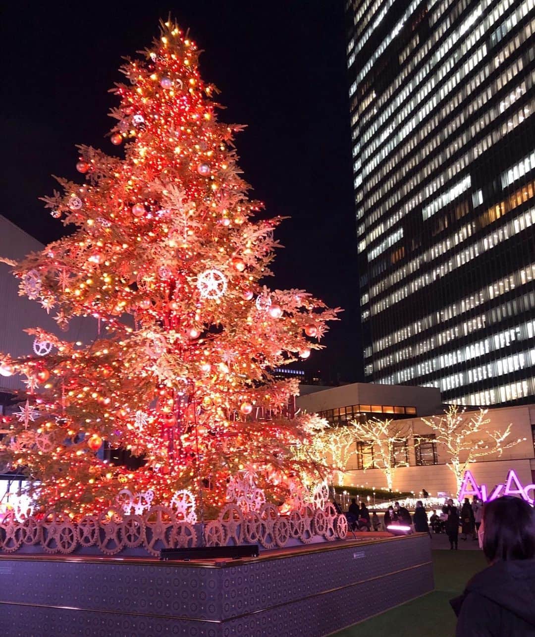 野澤しおりのインスタグラム：「メリー クリスマス🎄.*  ピンクと青のツリー 綺麗でした✨  #メリークリスマス #イルミネーション #冬休みになりました #野澤しおり」