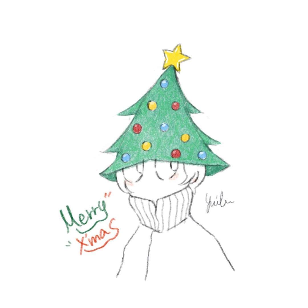 yurika_eyeのインスタグラム：「Merry Christmas #🎄 🎁✨  ． ． #merrychristmas #christmas #winter #snow #happyholidays  #illustration #art #drawing  #メリークリスマス #クリスマス  #冬 #キャラクター #クリスマスツリー　 #イラスト #描く #アート #絵」