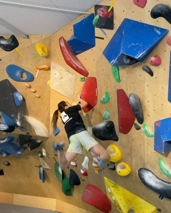 伊藤ふたばのインスタグラム：「少し前の @boulderpark_basecamp での🐇🐇🐇💨💕  #bouldering #bouldering_videos_of_instagram  #climbing #クライミング #ボルダリング  @au_official @denso_official @thenorthfacejp @lasportivajp @newerajapan @tokyopowder @newhale_japan @thestonesession #jazzysport #岩泉ヨーグルト」