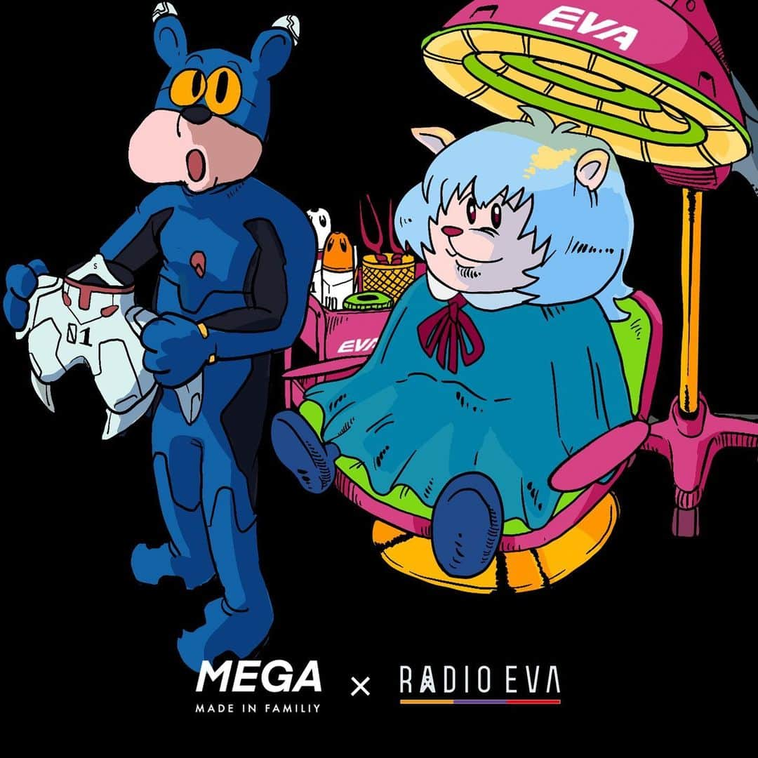 メガくんのインスタグラム：「RADIOEVA×MEGA collaboration 2/3(金)11：00~Sales start . RADIOEVAさんと公式コラボで商品を出させていただくことになりました！！ 「日常に溶け込むエヴァンゲリオン」をコンセプトに、メガくんらしさも落とし込んでデザインした商品になってます！ . 【販売について】 以下のストアで限定販売になります。  RADIOEVA store MEGA（オンラインストア） 新宿マルイＡＮＸ　１Ｆ　2/3(金)～2/19(日) 博多マルイ　　　５Ｆ　3/4(土)～3/12(日) なんばマルイ　　５Ｆ　3/24(金)～4/2(日) シティ横浜　　　７Ｆ　4/14(金)～4/23(日) 北千住マルイ　　６Ｆ　5/12(金)～5/21(日) ※再入荷時期は未定 ※期間限定になります。 . . どうせならいつか公式と何かしたい！って想いでこの活動を続けてきて、本当にコツコツやってきてよかったなと思う瞬間でした！ みんなのおかげやで！ほんまにありがとう！！😭 無くなっちゃう前にぜひ手に入れてあげてね！！ . #あとあれもこれもで忙しくてTIKTOK更新できてなくてほんまごめん #まだしばらく忙しいからちょい待ってて #俺もはやくTikTokやりたい #radioeva #MEGA #メガくん」