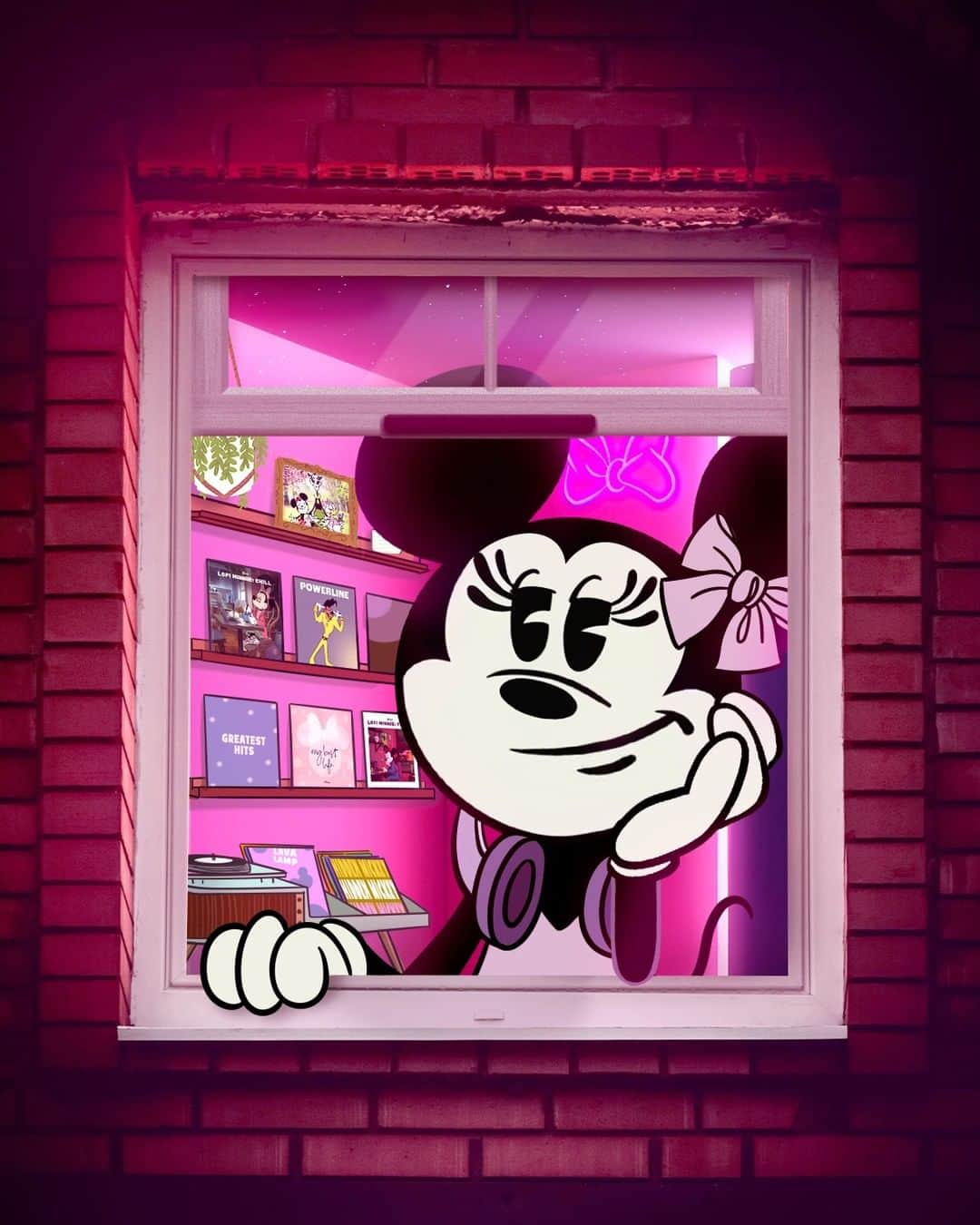 ミニーマウスのインスタグラム：「When the vibes are just right ✨   Unwind with the newest LoFi Minnie: Chill album featuring iconic Disney tracks reimagined, now available on all music streaming platforms. #LoFiMinnie」