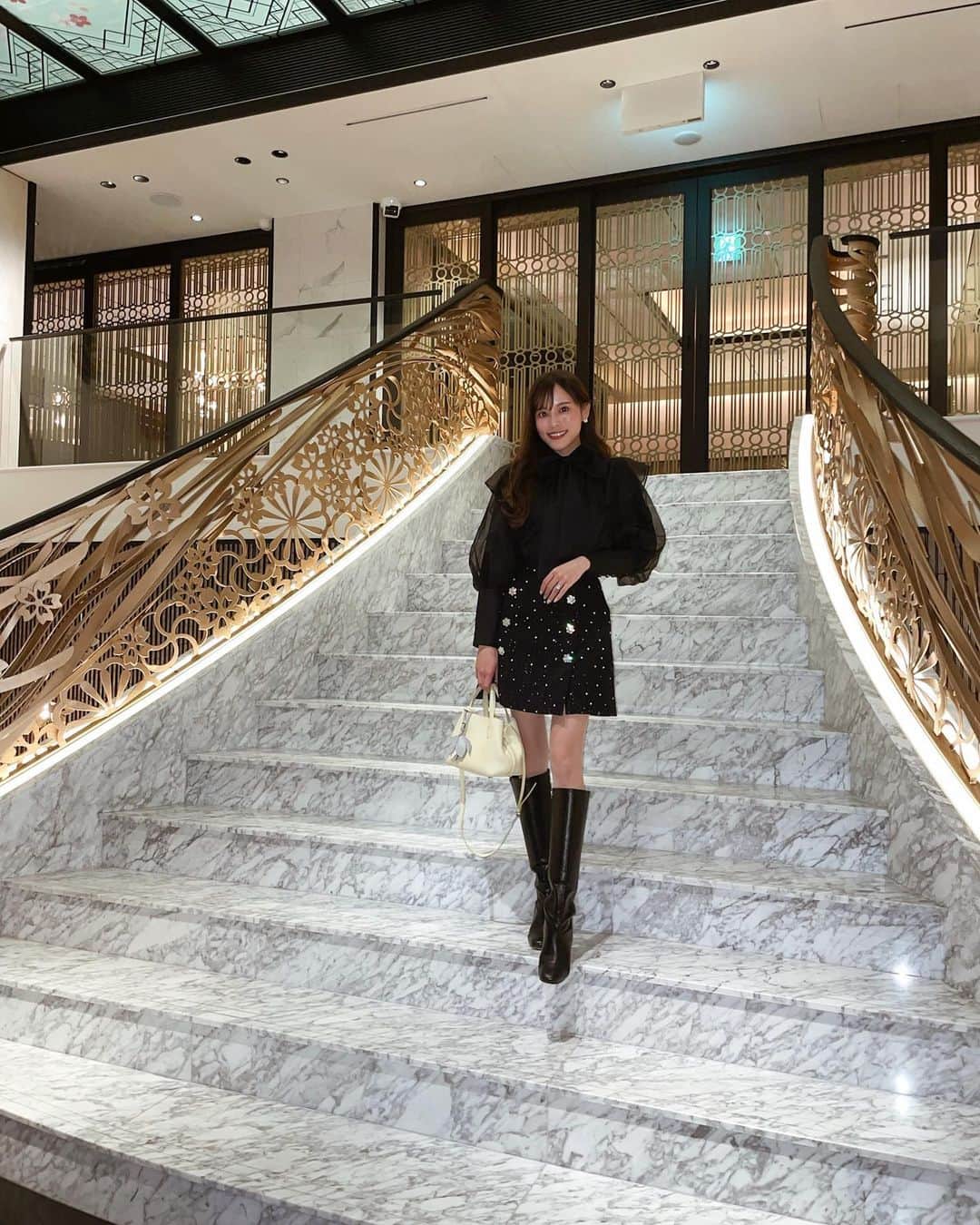 吉岡結紀のインスタグラム：「.    可愛いホテルだった🏨🎀💗🖤   #fauchonhotelkyoto #fauchon #hotel #hotelstay #kyoto #京都 #フォションホテル京都 #yukitrip_jp」