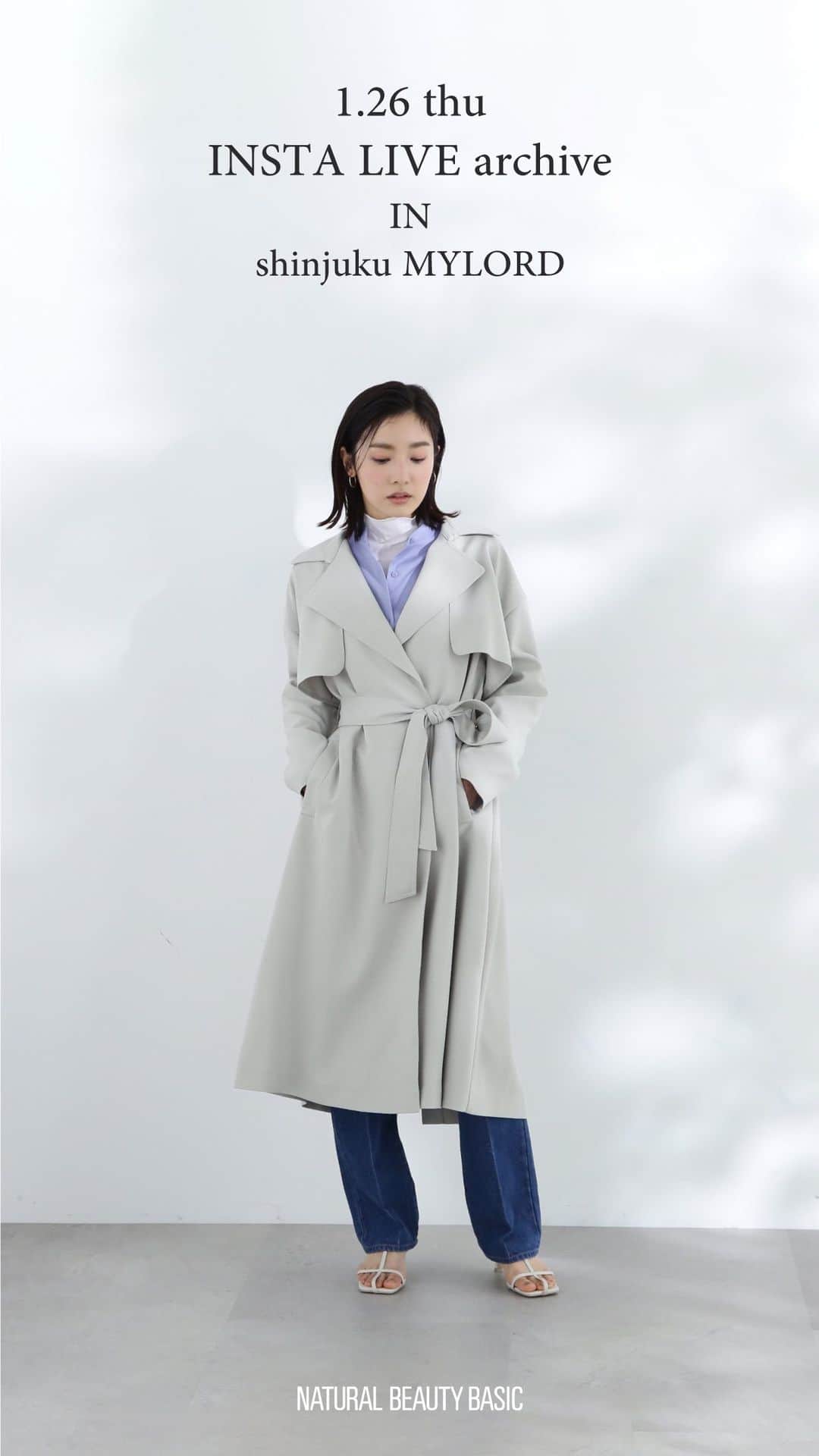 NATURAL BEAUTY BASICのインスタグラム：「【スプリングコート紹介in新宿ミロード店】  〈スタッフ〉 おかべ　148cm / とみやま　164cm もりむら　150cm  〈アイテム〉  ● 【先行予約2月上旬-2月中旬入荷予定】 　パウダリーツイルコート  　0173152200 　¥ 19,910 tax in  ● 【先行予約2月上旬-2月中旬入荷予定】 　クリアツイルドレストレンチコート  　0173152251 　¥ 19,910 tax in  ● フォルムスリーブボリュームコート  　0173152180  　¥ 21,890 tax in  ● フォルムカルゼコート  　0173152110  　¥ 21,890 tax in  ● 【先行予約2月上旬-2月中旬入荷予定】 　ミディトレンチコート 　0173152202 　¥ 16,390 tax in  #naturalbeautybasic#ナチュラルビューティーベーシック#nbbofficial#nbb #新作紹介#インスタ#LIVE#インスタライブ #インスタライブ配信 #春コーデ#ナチュラルコーデ #春コート#アウター#スプリングコート #通勤コーデ#着回しコーデ #新宿ミロード#新宿#新宿駅」