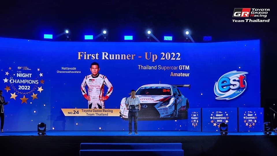 Toyota team thailandさんのインスタグラム写真 - (Toyota team thailandInstagram)「“THE NIGHT OF CHAMPIONS 2022” Thailand Super Series  งานมอบถ้วยรางวัลประจำปี 2022 วันที่ 26 มกราคม 2566 ณ อิมแพ็ค เลคฟร้อนท์ เมืองทองธานี  🏆FIRST RUNNER-UP 2022 Thailand Supercar GTM Amateur 🏆SECOND RUNNER-UP 2022 Thailand Supercar GTM Overall No.24 Nattavude Charoensukhawatana ณัฐวุฒิ เจริญสุขะวัฒนะ  🏆FIRST RUNNER-UP 2022 Thailand Supercar GTC  No.22 Tsuchitori Kentaro สึจิทาริ เคนทาโร่  🏆FIRST RUNNER-UP 2022 Thailand Supercar GTC Production 🏆SECOND RUNNER-UP 2022 Thailand Supercar GTC Overall No.69 Kris Vasuratna กฤษฏิ์ วสุรัตน์ #TOYOTA #รถแข่ง #แข่งรถ #SuperCar #Thailand #GazooRacing #Supra #Lexus #นักแข่ง #มอเตอร์สปอร์ต #Champion」1月26日 23時14分 - toyotagazooracingteamthailand