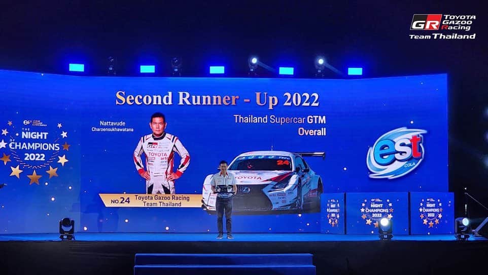 Toyota team thailandさんのインスタグラム写真 - (Toyota team thailandInstagram)「“THE NIGHT OF CHAMPIONS 2022” Thailand Super Series  งานมอบถ้วยรางวัลประจำปี 2022 วันที่ 26 มกราคม 2566 ณ อิมแพ็ค เลคฟร้อนท์ เมืองทองธานี  🏆FIRST RUNNER-UP 2022 Thailand Supercar GTM Amateur 🏆SECOND RUNNER-UP 2022 Thailand Supercar GTM Overall No.24 Nattavude Charoensukhawatana ณัฐวุฒิ เจริญสุขะวัฒนะ  🏆FIRST RUNNER-UP 2022 Thailand Supercar GTC  No.22 Tsuchitori Kentaro สึจิทาริ เคนทาโร่  🏆FIRST RUNNER-UP 2022 Thailand Supercar GTC Production 🏆SECOND RUNNER-UP 2022 Thailand Supercar GTC Overall No.69 Kris Vasuratna กฤษฏิ์ วสุรัตน์ #TOYOTA #รถแข่ง #แข่งรถ #SuperCar #Thailand #GazooRacing #Supra #Lexus #นักแข่ง #มอเตอร์สปอร์ต #Champion」1月26日 23時14分 - toyotagazooracingteamthailand