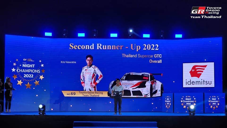 Toyota team thailandさんのインスタグラム写真 - (Toyota team thailandInstagram)「“THE NIGHT OF CHAMPIONS 2022” Thailand Super Series  งานมอบถ้วยรางวัลประจำปี 2022 วันที่ 26 มกราคม 2566 ณ อิมแพ็ค เลคฟร้อนท์ เมืองทองธานี  🏆FIRST RUNNER-UP 2022 Thailand Supercar GTM Amateur 🏆SECOND RUNNER-UP 2022 Thailand Supercar GTM Overall No.24 Nattavude Charoensukhawatana ณัฐวุฒิ เจริญสุขะวัฒนะ  🏆FIRST RUNNER-UP 2022 Thailand Supercar GTC  No.22 Tsuchitori Kentaro สึจิทาริ เคนทาโร่  🏆FIRST RUNNER-UP 2022 Thailand Supercar GTC Production 🏆SECOND RUNNER-UP 2022 Thailand Supercar GTC Overall No.69 Kris Vasuratna กฤษฏิ์ วสุรัตน์ #TOYOTA #รถแข่ง #แข่งรถ #SuperCar #Thailand #GazooRacing #Supra #Lexus #นักแข่ง #มอเตอร์สปอร์ต #Champion」1月26日 23時14分 - toyotagazooracingteamthailand