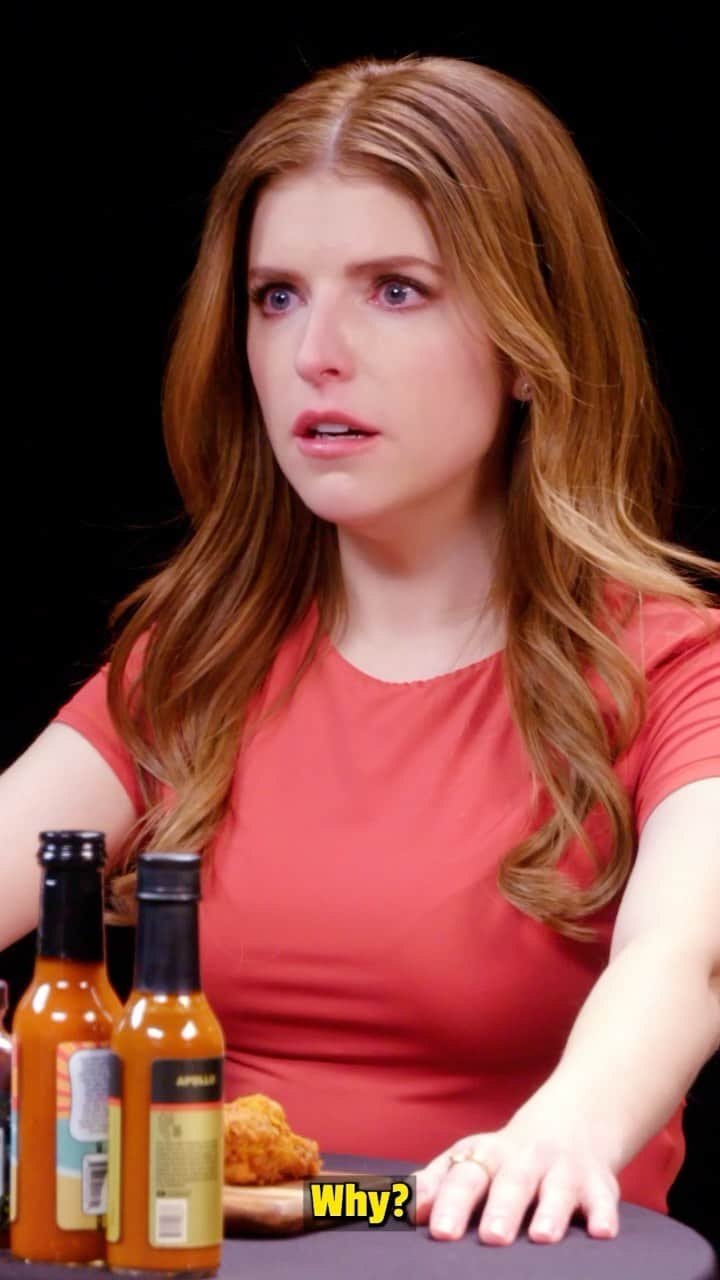 アナ・ケンドリックのインスタグラム：「Hot Ones is up NOW. Go watch me get tortured.」