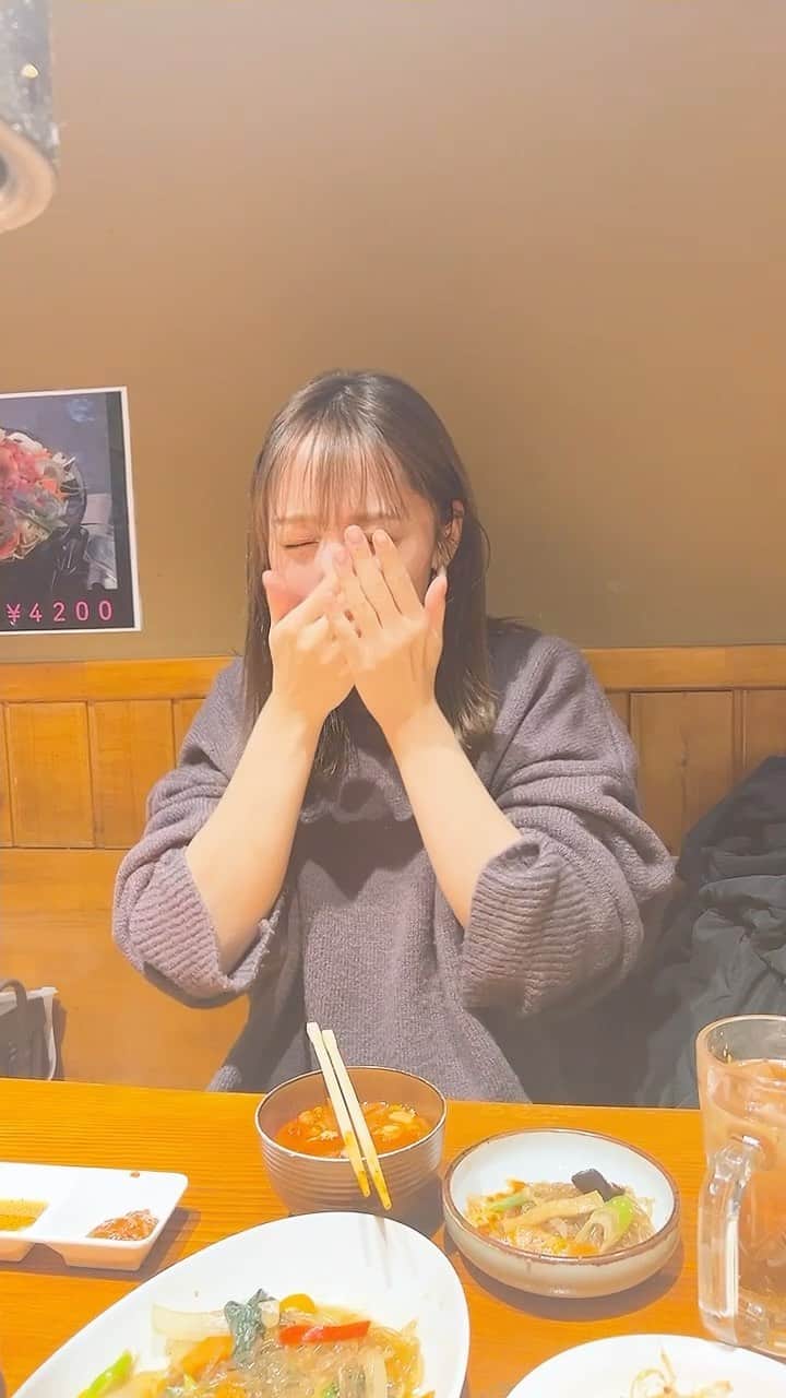 神部美咲のインスタグラム：「お腹いっぱい😋💜  #韓国料理 #サムギョプサル」