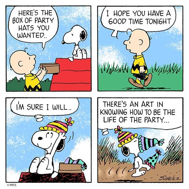 スヌーピーのインスタグラム：「How to be the life of the party 101 🎉」