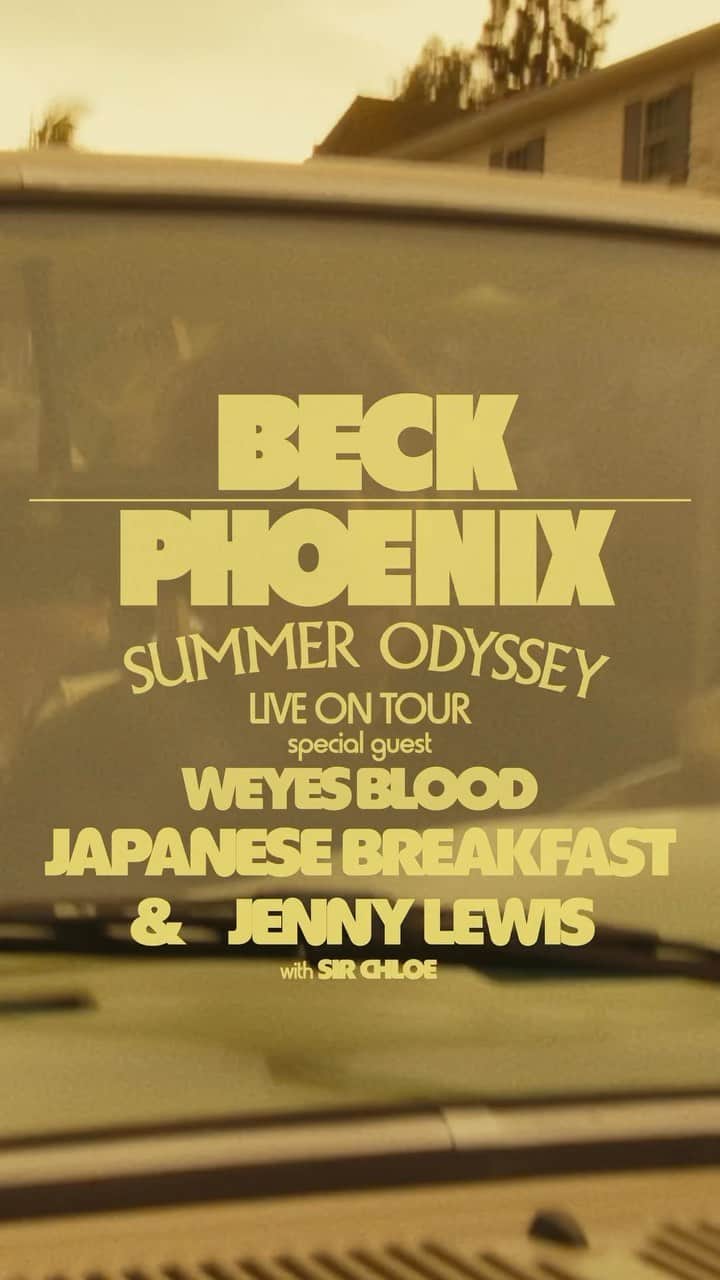 フェニックスのインスタグラム：「Tickets for our ‘Summer Odyssey’ tour with @beck are on sale now!  With special guests @jbrekkie, @jennydianelewis, @weyesblood and @sirchloe (in select cities)  See you soon!」