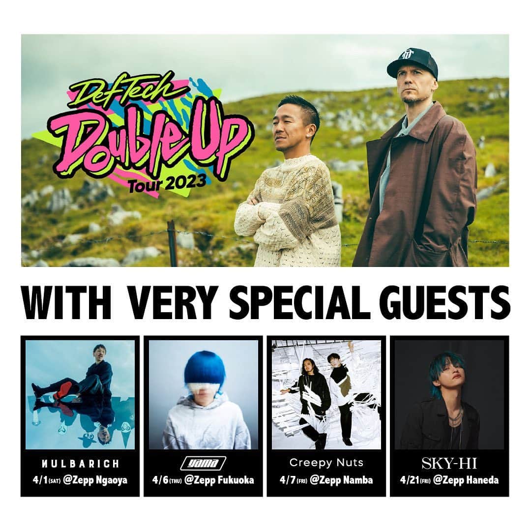 SKY-HIのインスタグラム：「Def Tech "Double Up" Tour に対バンアーティストとして参加する事が決定しました💫  🗓4/21 開場17:30/開演18:30 🎪Zepp Haneda  詳しくはDef Tech オフィシャルHPまで」