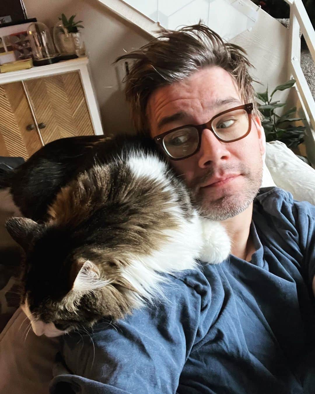 トーランス・クームスのインスタグラム：「Renly gets extra cuddly in the rain. Happy new year everyone!」