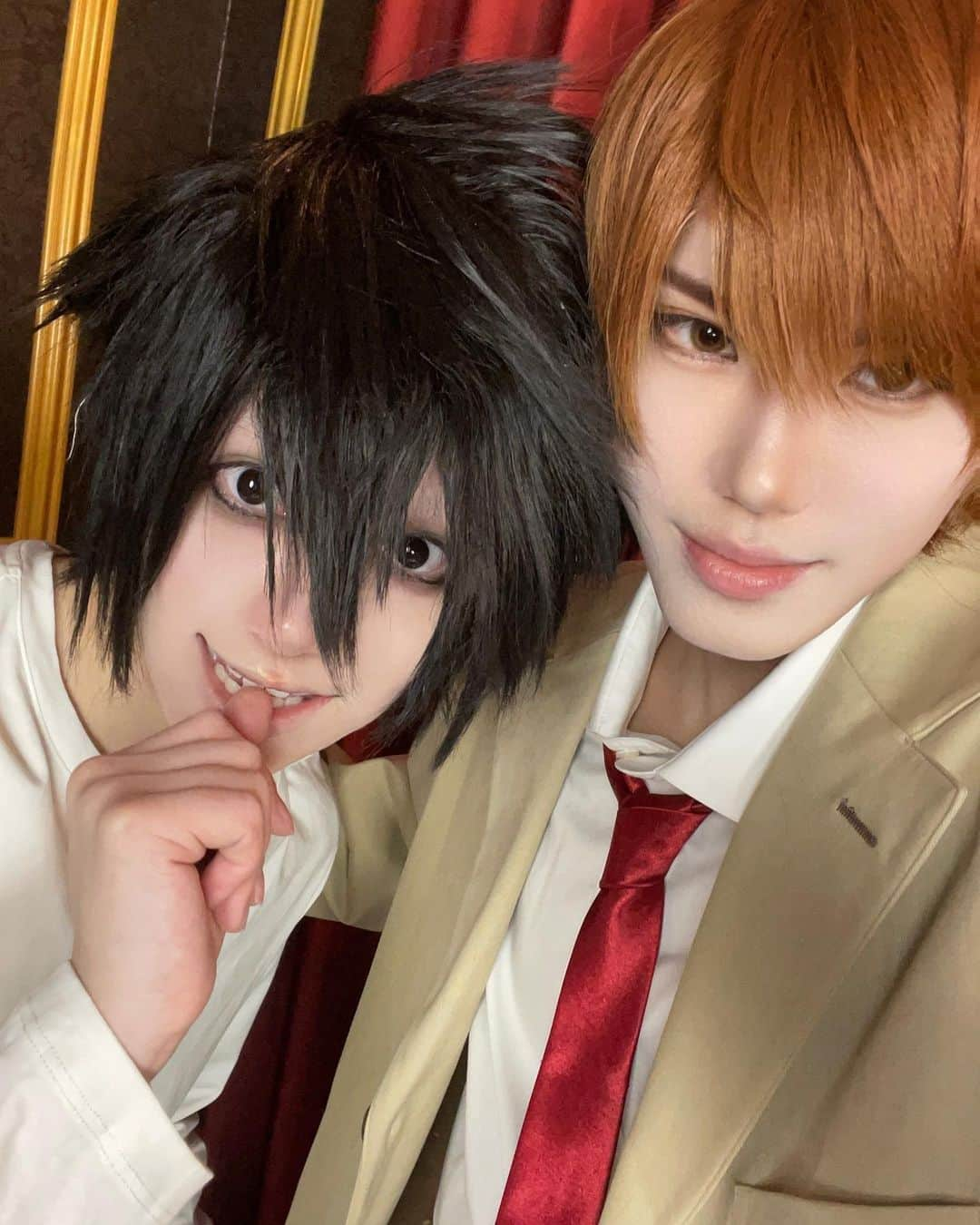 だるまのインスタグラム：「JockerRさんと！！！ 出来上がるデータが楽しみ💭  #yagamilight #夜神月 #デスノート #deathnote #selfie #selca #me #japan #コスプレ #コスプレイヤー #cosplay  #l #エル」