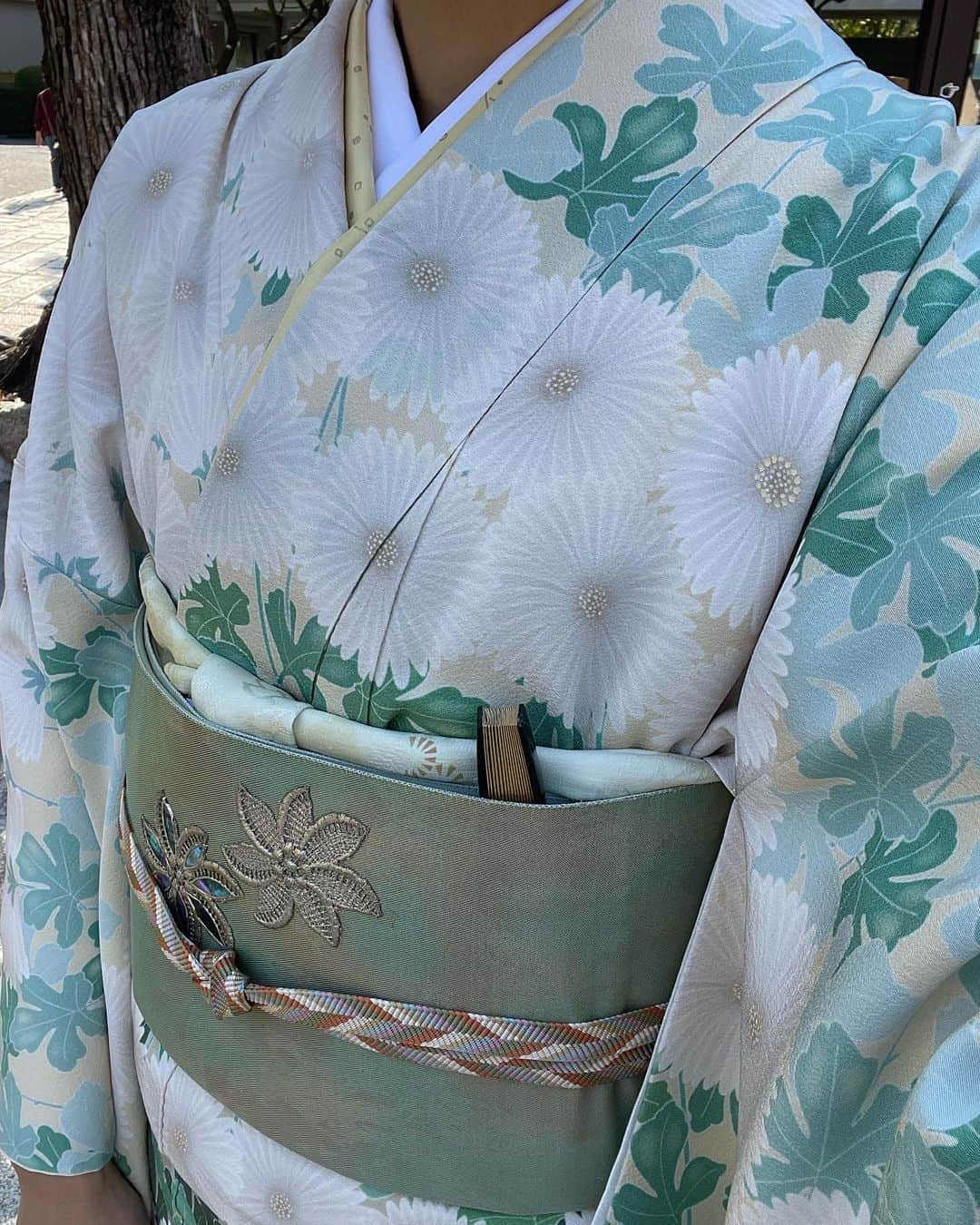 正中雅子のインスタグラム：「kimono👘💚  昨年のことだけど 七五三は、グリーンの気分でお着物も帯もグリーン系に☺︎  #kimono #👘#着物 #masaco_kimono  #七五三」
