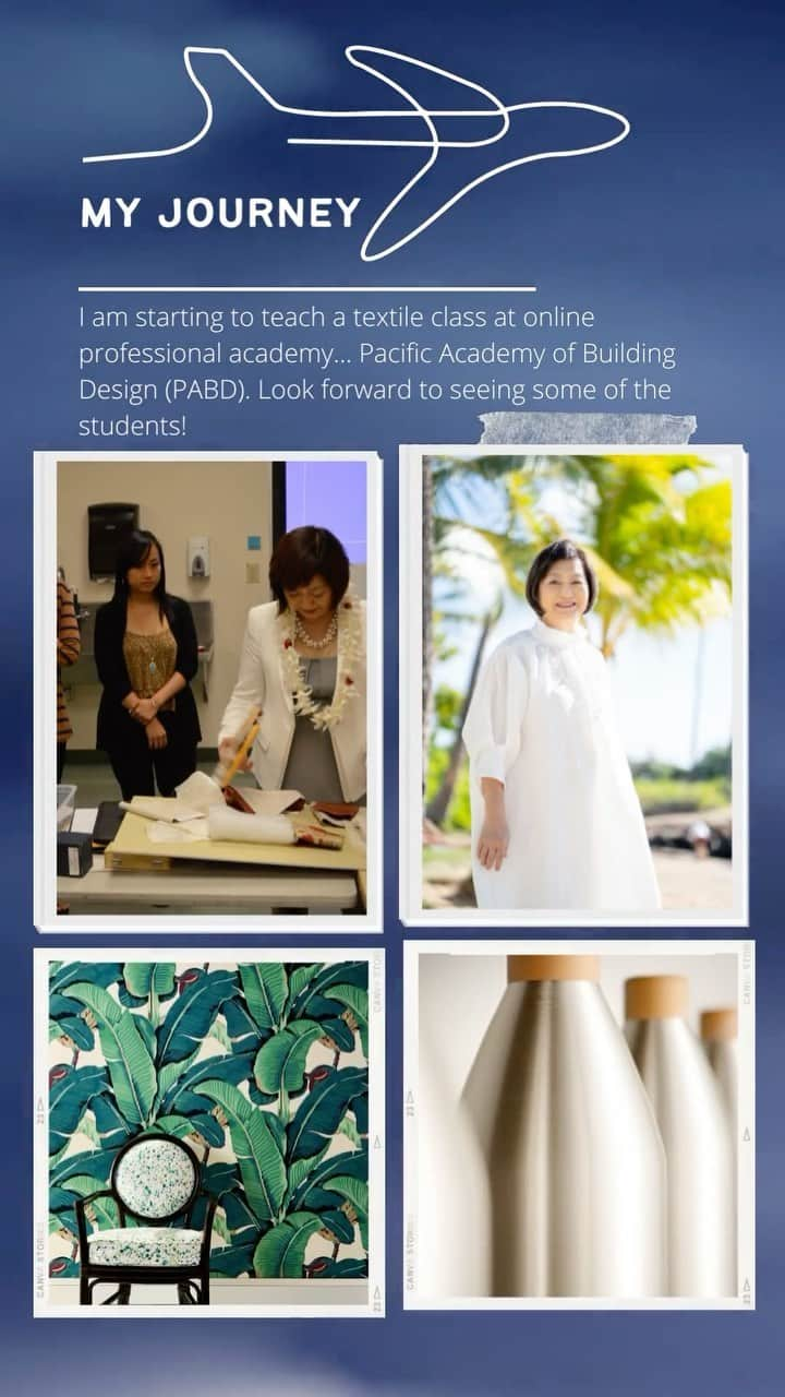 Reiko Lewisのインスタグラム：「I am starting to teach a textile class at an online professional academy… Pacific Academy of Building Design (PABD).  Look forward to seeing some of the students!  パシフィック・アカデミー・オブ・ビルディング・デザイン（PABD）で、テキスタイルのクラスを担当することになりました。  生徒の皆さんにお会いできるのを楽しみにしています。  #livingclean #livingbeautifully #hawaiilifestyle #hawaiiliving」