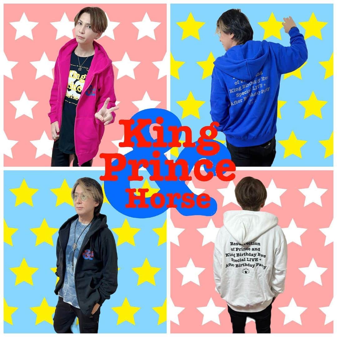 のインスタグラム：「本日22時〜キンプリホースLIVEチケット発売‼️ ＆キンプリホースパーカー受注開始‼️  2023/2/25 (土) King＆Prince＆Horse LIVE "復活のPrince" and "King Birthday Eve" Special LIVE + After Birthday Party  出演 : KAZUMA (King)・YU+KI (Prince)・DJ Horse Guest : NATCHIN (黒王)  会場:吉祥寺shuffle LIVE Open/16:30 Start/17:00 After Birthday Party (KAZUMA,YU+KIが参加) / 20:00〜22:00予定  LIVE Only ticket : ¥6,000 LIVE＆Birthday Party ticket : ¥18,000  https://tiget.net/events/220607  ※After Birthday Partyに参加される方は通しチケットが必要になります。  ※HorseとNATCHINの出演はLIVEのみとなります。  ※After Birthday Partyにご参加の方は物販終了後に一度ご退場いただき Birthday Partyの準備が整い次第、再入場となります。  ※After Birthday Partyではドリンク飲み放題と軽食をご用意致します。」