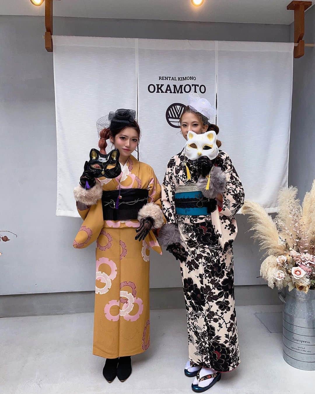 のインスタグラム：「🐑💐🎞  イエベとブルベ  @rentalkimonookamoto で 着物着た♥  #京都#京都着物レンタル #着物レンタル岡本 #着物 #着物ヘア #着物女子」