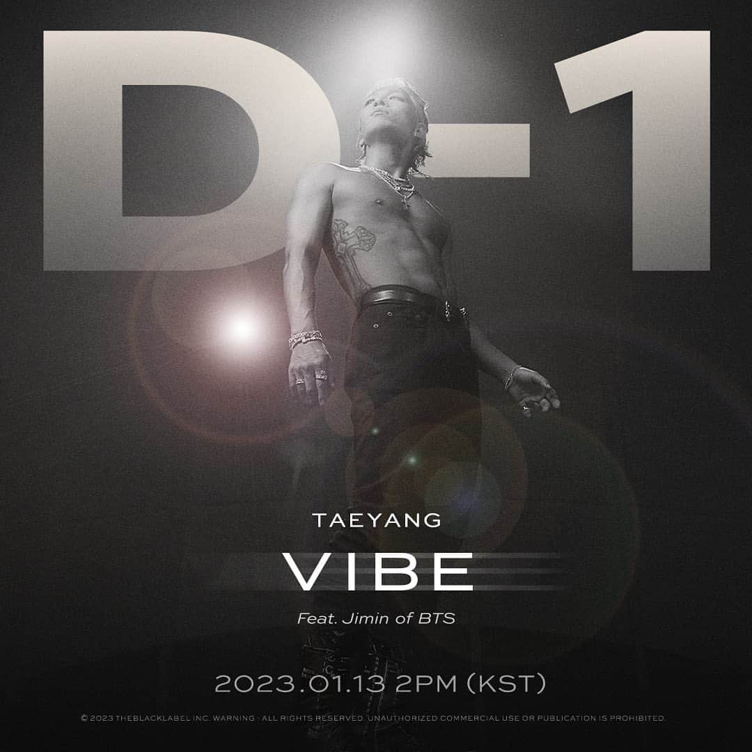 SOLさんのインスタグラム写真 - (SOLInstagram)「VIBE (Feat. Jimin of BTS) - TAEYANG 2023.01.13 2PM (KST)  D-1  #VIBE #바이브 #TAEYANG #태양 #Jimin #지민 #THEBLACKLABEL #더블랙레이블」1月12日 14時00分 - __youngbae__