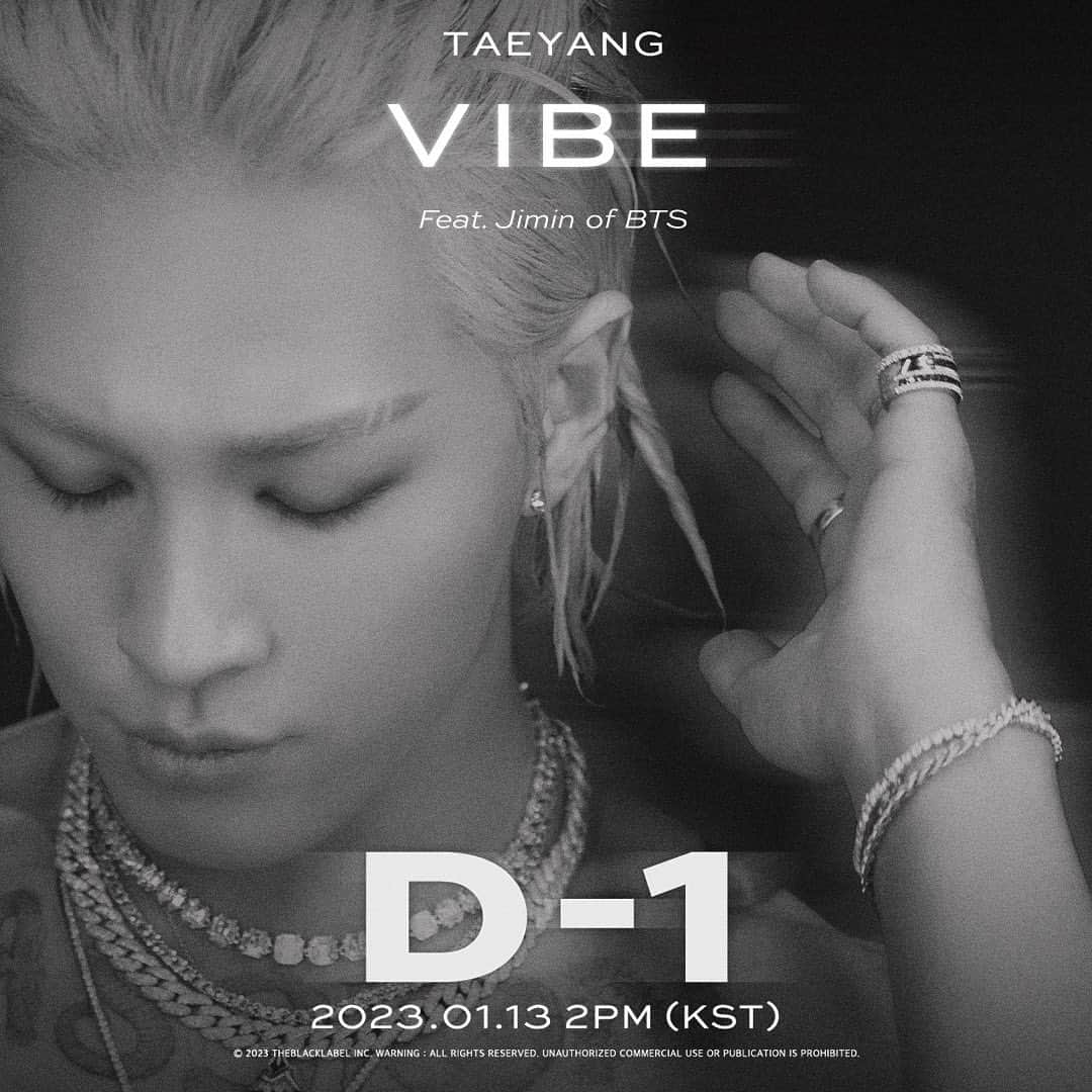 SOLさんのインスタグラム写真 - (SOLInstagram)「VIBE (Feat. Jimin of BTS) - TAEYANG 2023.01.13 2PM (KST)  D-1  #VIBE #바이브 #TAEYANG #태양 #Jimin #지민 #THEBLACKLABEL #더블랙레이블」1月12日 14時00分 - __youngbae__