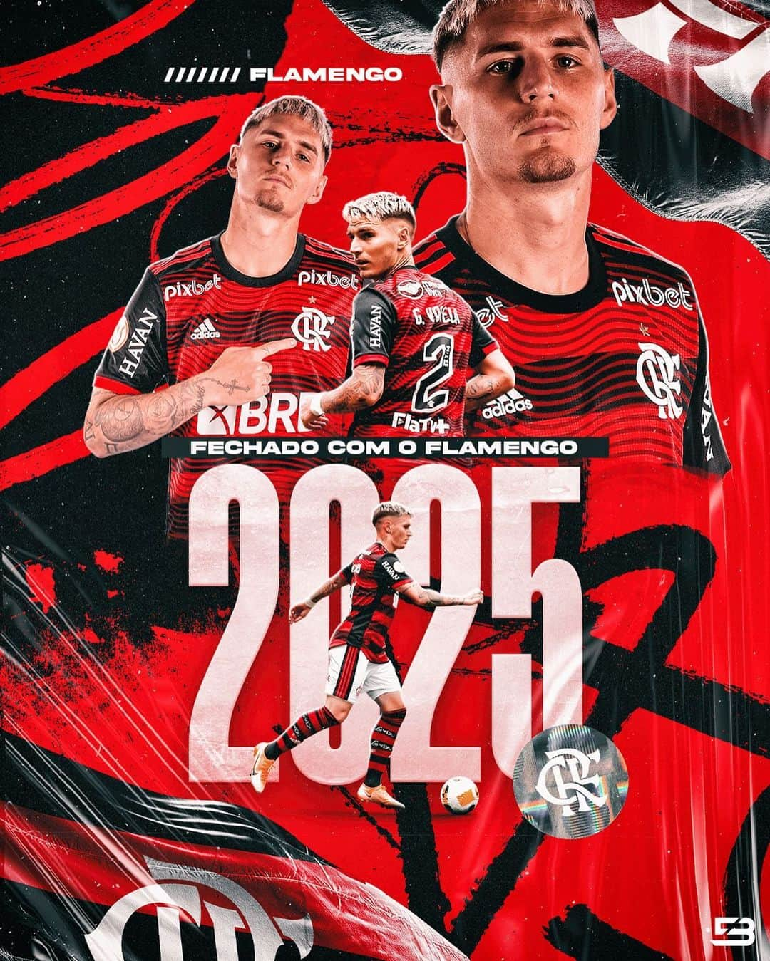 ギジェルモ・バレラのインスタグラム：「Feliz de permanencer en este club hermoso hasta 2025, muchas gracias a toda la gente por los mensajes de apoyo siempre ❤️💪🙏 @flamengo」