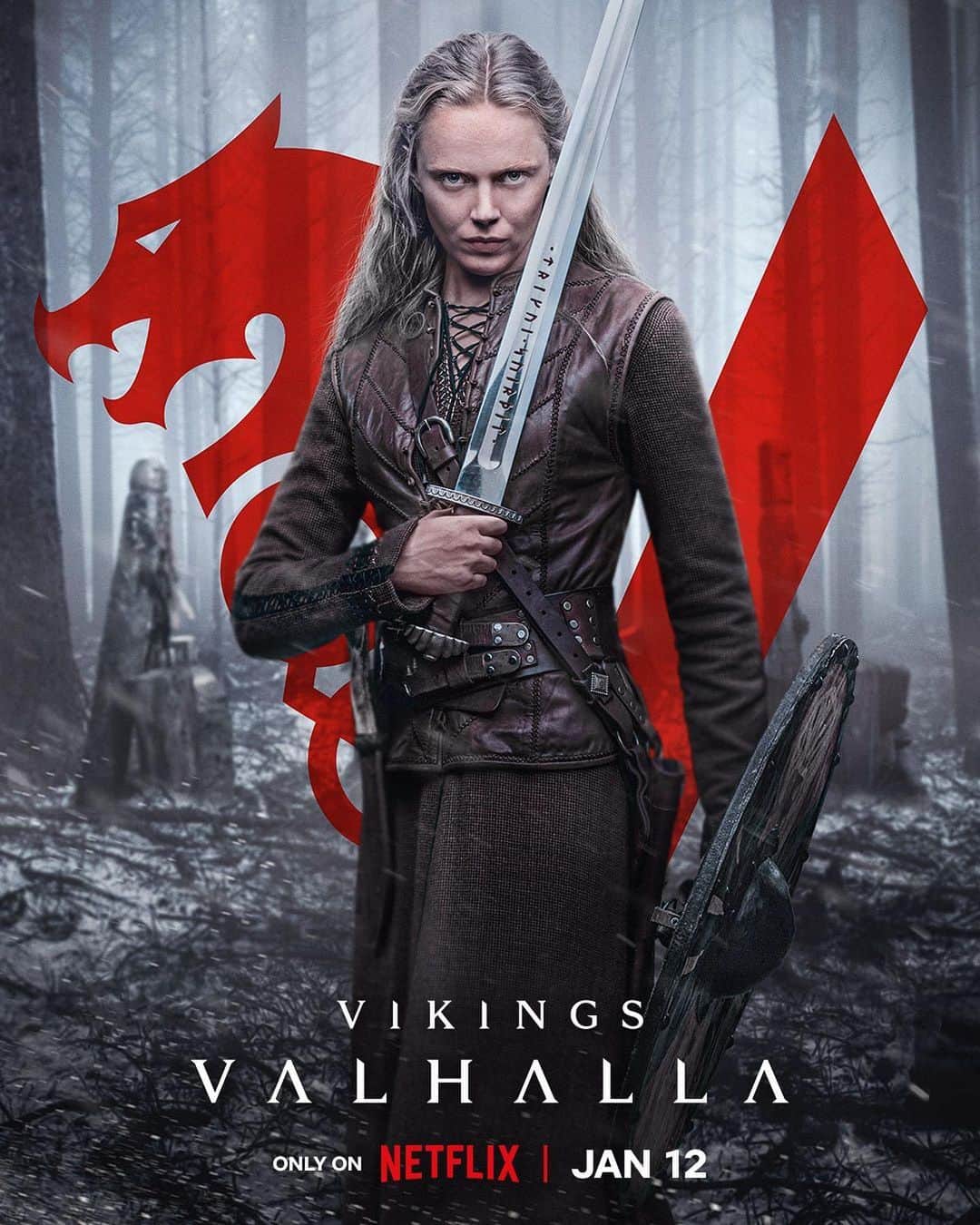 フリーダ・グスタフソンのインスタグラム：「The day has come - Season Two of Vikings: Valhalla is finally here.  It has been such a wild ride and I have so much love, gratitude and respect for everyone who has put their hard work into this. Valhalla family forever ❤️  Have you started watching it yet??? 😍  @netflixvalhalla #vikingsvalhalla」