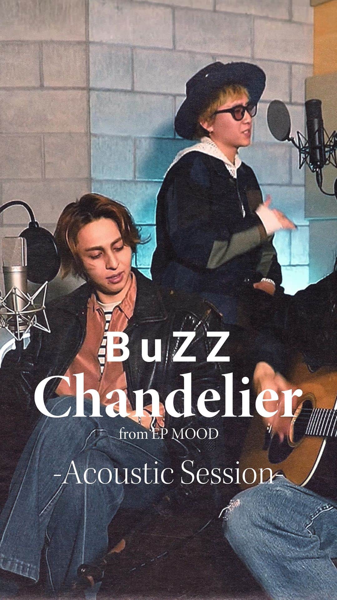 BuZZ【公式】のインスタグラム：「BuZZ - Chandelier (Acoustic Session) Vocal:BuZZ Guitar:hanna  フルver.はYouTubeへ  音にこだわったアコースティック編成でお届けする「Chandelier」  ぜひイヤホンを使用してご覧ください。  #BuZZJP #BuZZ_MOOD #BuZZ_Chandelier #acoustic #アコギ #acousticversion #jpop」