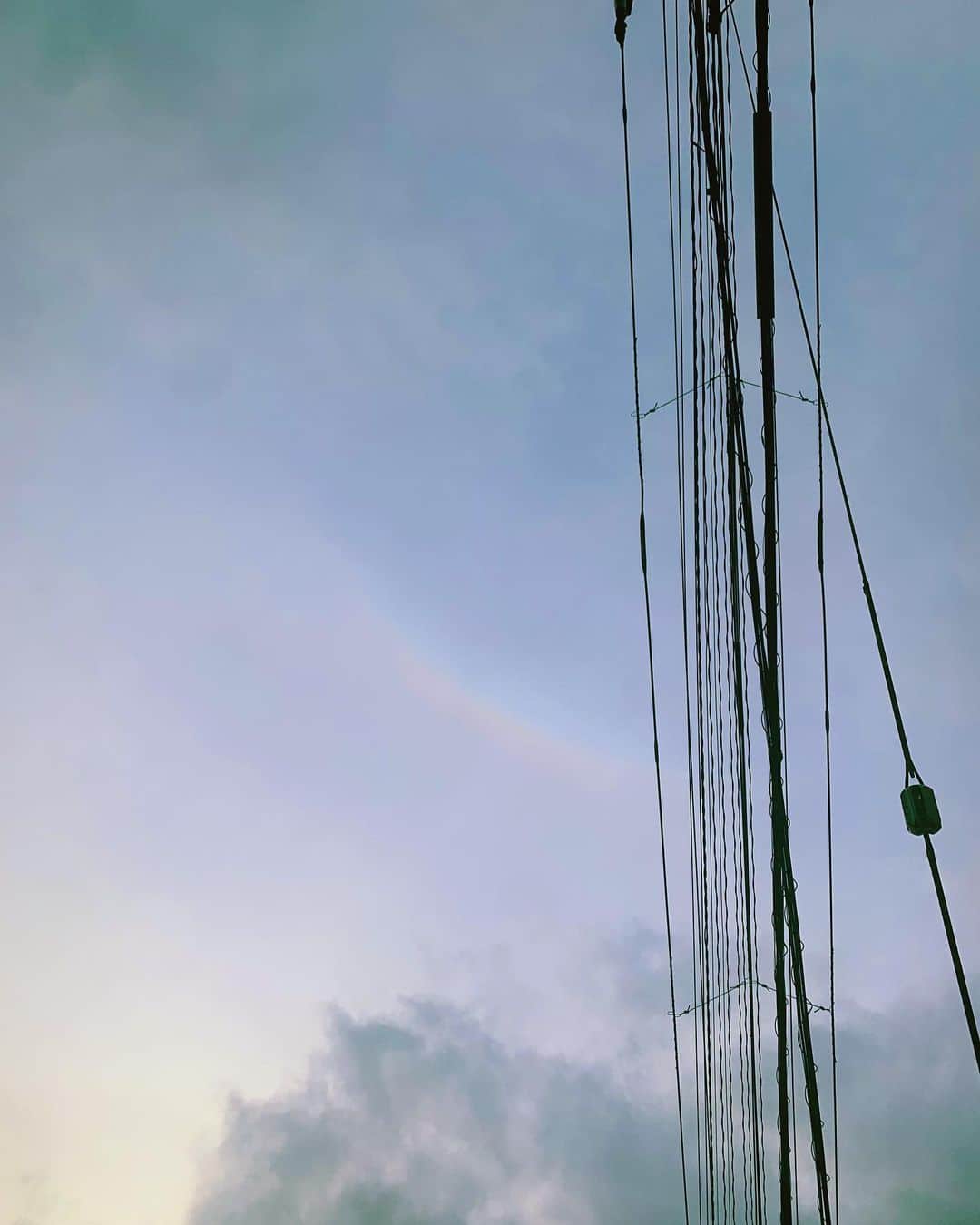 花盛友里のインスタグラム：「朝の散歩で見つけた虹🌈ラッキー！」