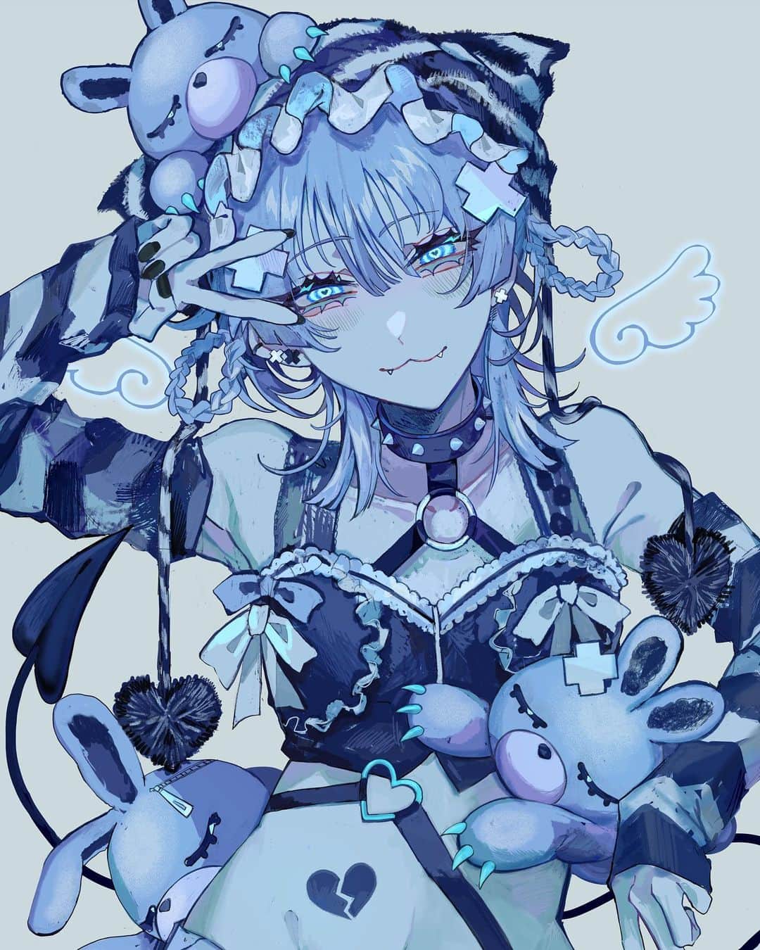 くろうめのインスタグラム：「꒰ঌ💙   #illustration  #イラスト  #art  #いらすとぐらむ   #original  #創作」