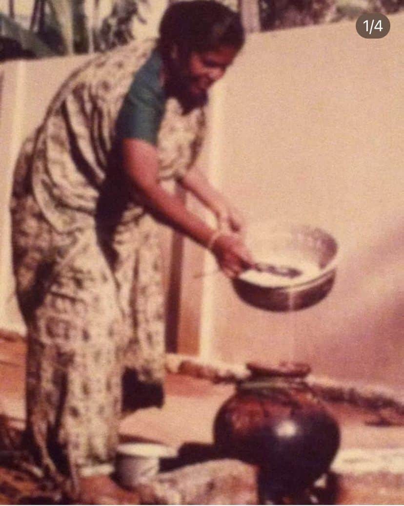 M.I.A.のインスタグラム：「AMMAAMMA GRAMS  MAKING SWEET PONGAL IN 1984 IN JAFFNA . HAPPY TAMIL THAI  PONGAL . 🌱」