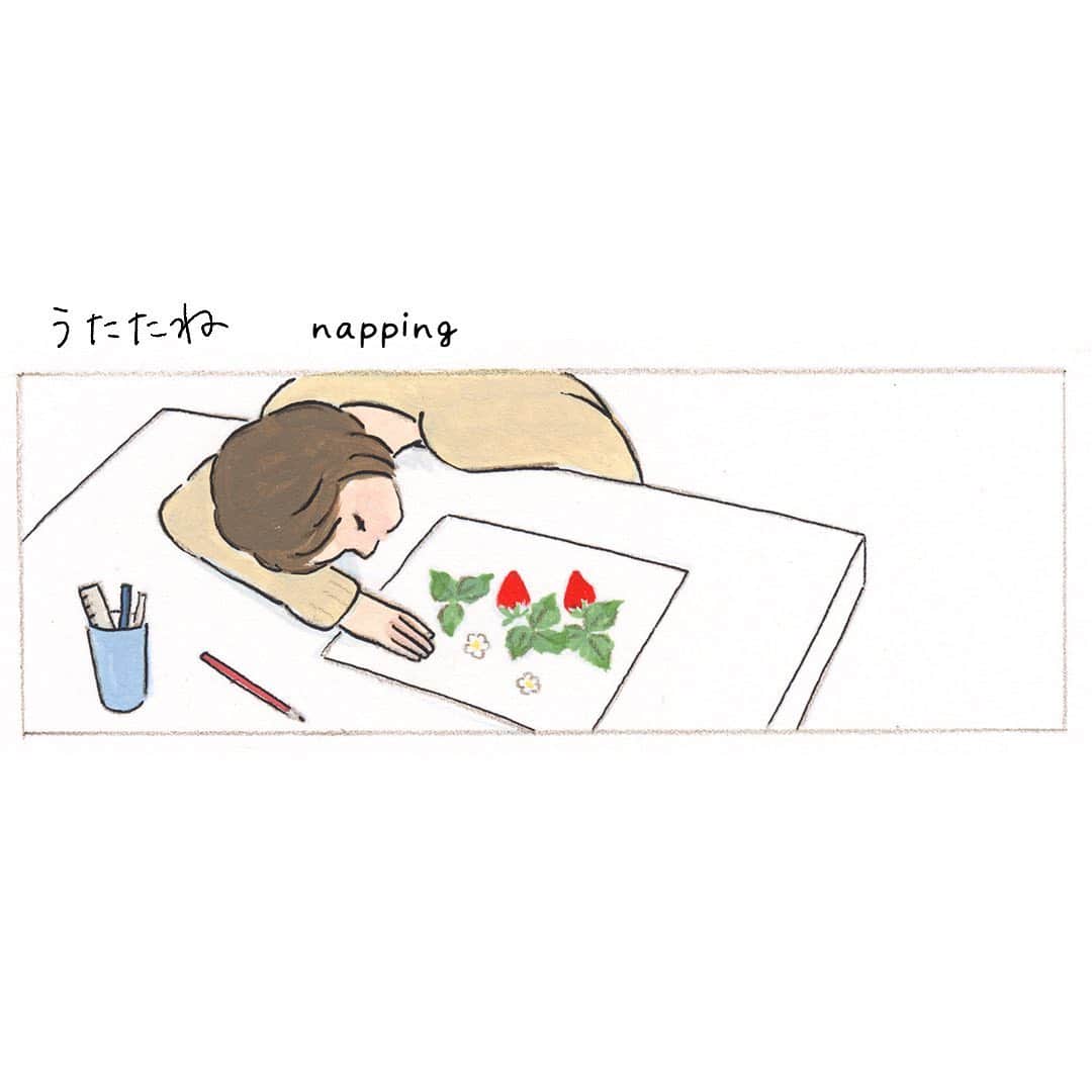 森山標子(しなこ)/Schinakoのインスタグラム：「"napping"🍓 「うたたね」💤🐇」