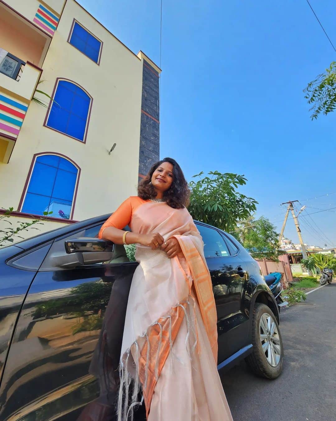 のインスタグラム：「🧡  #pongal #pongalcelebration #namakkal #tamilponnu #saree #traditionalwear #s22ultra」