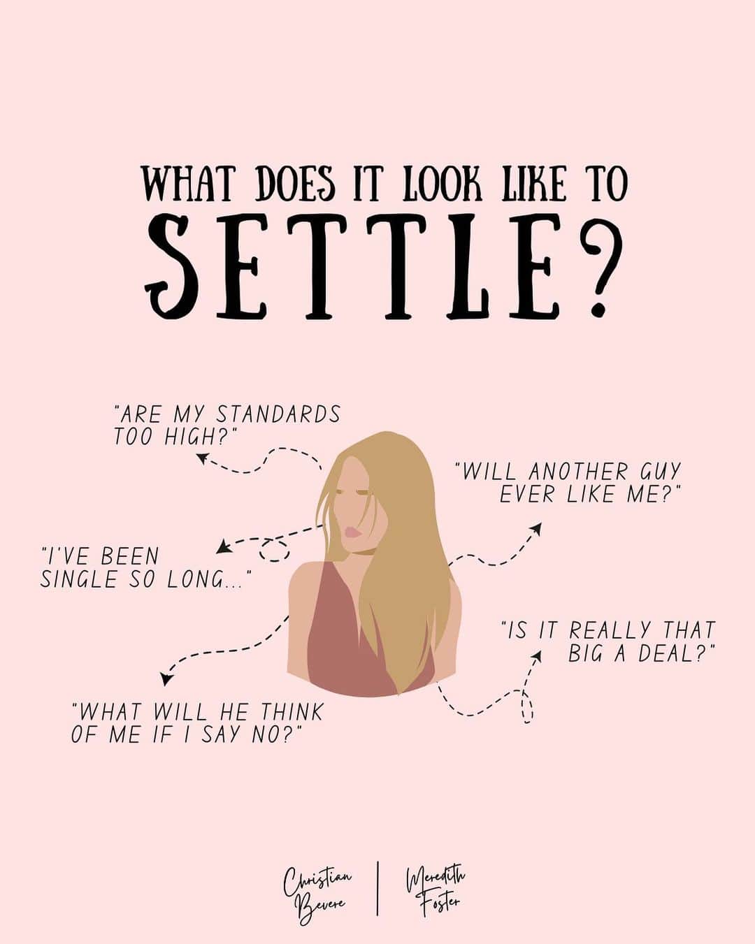 Meredith Fosterのインスタグラム：「Settling isn’t so much about who, but rather, what!  What are you allowing yourself to believe? What is God’s best for your life? What are your non-negotiables? What is your relationship being built on?  Settling is tempting because it seems to hasten the delivery of a heart’s longing. But in reality, it only halts our trajectory. If you’ve said any of the above phrases to yourself, know 1.) you’re not alone and 2.) you don’t have to settle!  I’m so excited for our “Sis, Don’t Settle” MasterClass with @meredithfoster to go live Tuesday, Jan. 17th! To all the @thehusbandsbible members and everyone who signs up through the link in my bio, we’ll see you there!」
