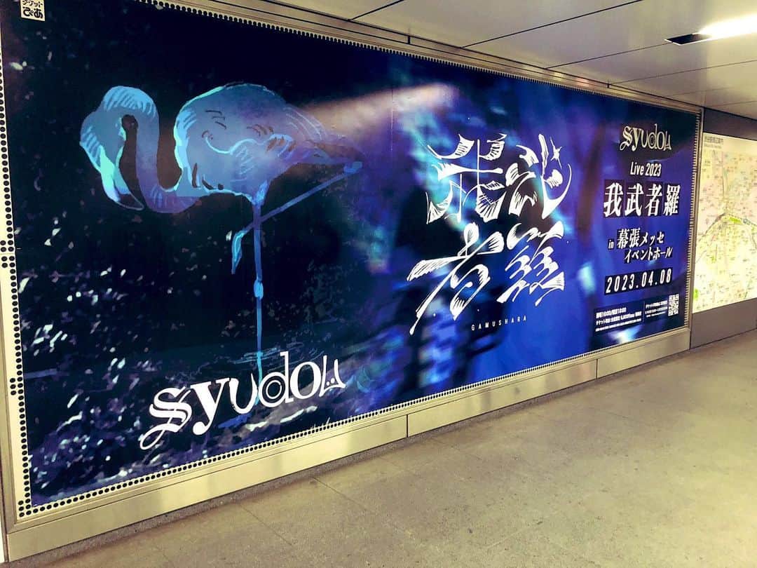 syudouのインスタグラム：「渋谷駅にsyudou Live 2023「我武者羅」の巨大広告が出現！ 渋谷駅 東横線・副都心線のB4Fにございますので、近くに行かれた際は是非ご覧ください！」