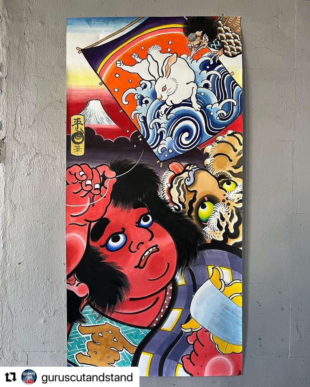 クーピーのインスタグラム：「#Repost @guruscutandstand with @use.repost ・・・ Guru’s new art box 　　 金太郎”遊”    平和 筆    www.gurus-cut.com」