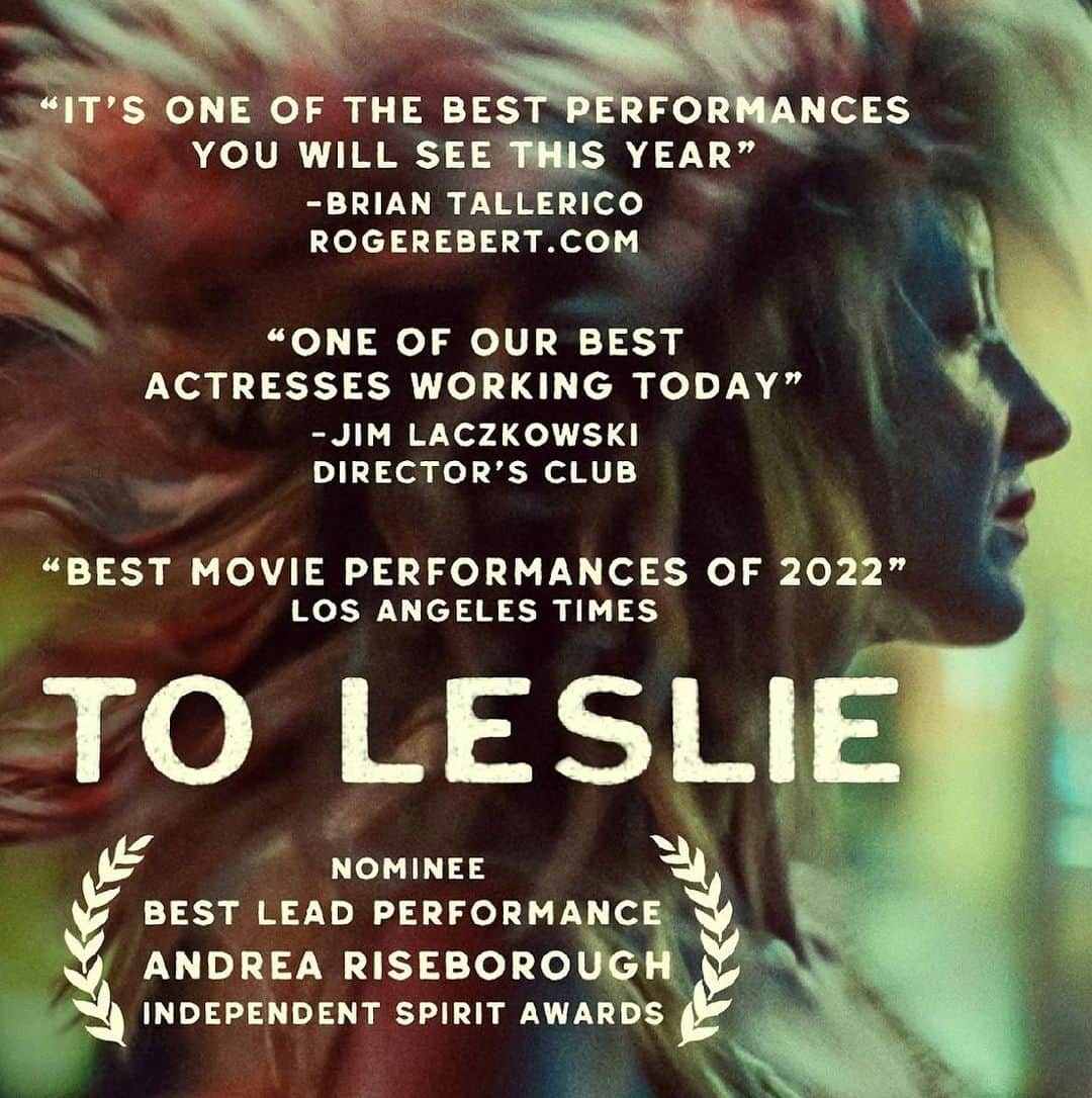 ジョディー・カマーのインスタグラム：「Do whatever you can to see this film!   TO LESLIE has so much heart and is led by the incomparable @andreariseborough. I don’t think I’ve ever seen someone disappear into a character as seamlessly as she does. Utterly fearless! ❤️  GO GO GO!」