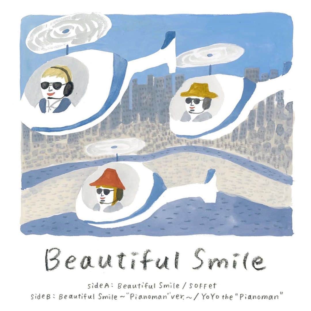 GooFのインスタグラム：「高須クリニックのCM曲、SOFFetの「Beautiful Smile」がアナルグで発売されます！ ジャケットもめちゃナイステイスト。 是非チェックしてください！  ----------------------------------- YoYo the "Pianoman" ＆ SOFFet、ダブルアニバーサリー記念盤「Beautiful Smile」アナログEPリリースが3/22に決定しました。  YoYo the "Pianoman" 活動スタート10周年とSOFFetデビュー20周年が重なる2023年3月に、ダブルアニバーサリー記念盤「Beautiful Smile」アナログEPリリースが決定しました！！！  高須クリニックTV-CMでお馴染みのCM曲として世に広く知られる「Beautiful Smile/SOFFet」がアナログEPとして初７インチ化！(A面収録) 楽曲の作編曲者であるYoYo(SOFFet)自身がソロプロジェクト YoYo the "Pianoman"としてインスト・セルフ・カヴァーし完成した「"Pianoman" ver.」は、ホーンセクションを交えた豪華編成によるレコーディング。(B面収録)ライブ臨場感を感じられるインスト・セッションが展開します。  (※2017年末に活動休止を発表したSOFFet、現在ソロ活動中。)  高須クリニックTV-CMをモチーフにしたユニークなイラストのアナログジャケットも到着！ DIW store、ディスクユニオン Online Storeにてご予約を受付致します。  https://playwright.lnk.to/BeautifulSmile  Side-A 「Beautiful Smile / SOFFet」 Words : YoYo, GooF　Music : YoYo Piano : Yasumasa Kumagai Guitar : Naoto Suzuki Bass : Ryu Kawamura Drums : Gaku Hasegawa Horn Arrangement : YoYo, Masato Honma Alto Sax & Tenor Sax : Masato Honma Trumpet : Yusuke Nakano Trombone : Hitoshi Ishitoya  Side-B 「Beautiful Smile～"Pianoman" ver. 〜 / YoYo the "Pianoman"」 Piano : YoYo Guitar : Naoto Suzuki Bass : Kunpei Nakabayashi Drums : Gaku Hasegawa Add Horn Arrangement : Naomu Soeda Alto Sax & Tenor Sax : Naomu Soeda Trumpet : Yoshiaki Kayano  Trombone : Yusuke Enomoto  Arranged & Sound Produced by YoYo  #soffet #ソッフェ #高須クリニック  #beutifulsmile」