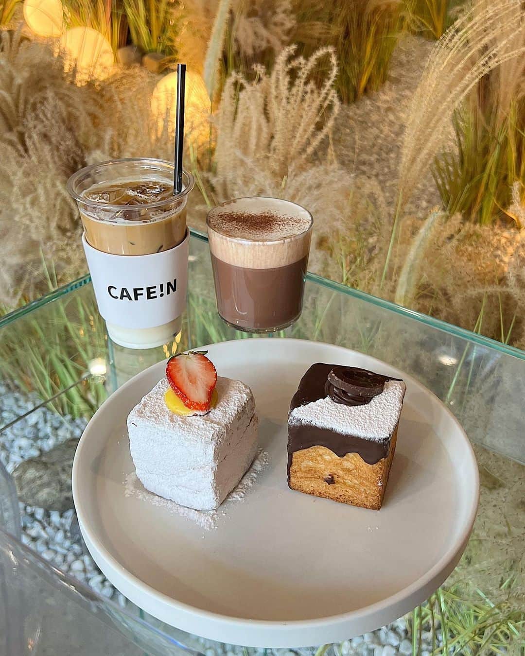 のインスタグラム：「店内からお洒落すぎて🌾   透明感ありすぎた〰️☁🫧🤍  カフェも美味しすぎた🤤🤍𓂃𓈒𓏸︎︎︎︎ 特にキューブパイが美味しすぎた🍓  #新大久保 #新大久保カフェ #カフェ巡り #韓国カフェ #cafein #カフェラテ #いいね返し̈ #いいね大歓迎 #카페  #맛있어 #셀카 #셀카타임 #좋아요환영 #좋아요」