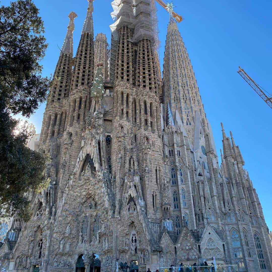 Tiaraさんのインスタグラム写真 - (TiaraInstagram)「バルセロナのシンボル⛪️ サグラダファミリア✨  1882年に着工 未だ工事が続けられてて 2026年に完成予定だそう。 (COVIDによるロックダウン、チケット収入の減少により工事が遅れて完成も遅れそうな見込み😢)  それでも144年以上かけて完成させられたら ガウディさんも喜ぶね☺️  中のステンドグラス、柱、天井 全てが綺麗な芸術で、真新しく見えました。  完成したらまた見学に行きたいな♡  #バルセロナ #バルセロナ旅行 #バルセロナ観光 #サグラダファミリア #サグラダファミリア内部 #世界遺産の街 #世界遺産巡り #ガウディ建築  #スペイン旅行」1月18日 19時16分 - kiyoedayo