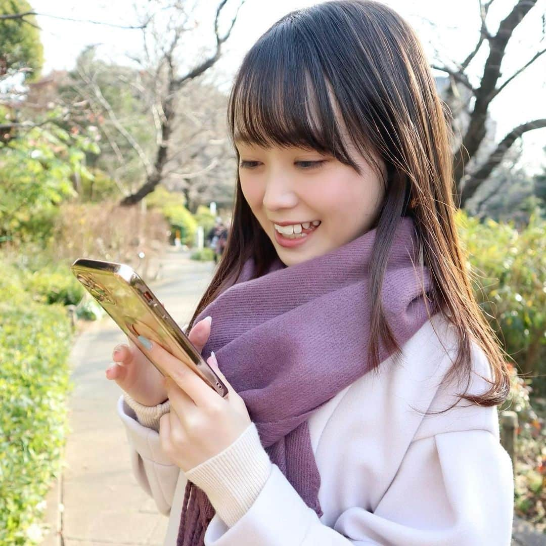 樋渡結依さんのインスタグラム写真 - (樋渡結依Instagram)「お散歩してきたよ♡ お天気よかったけどまだまだ寒いね？🥺  #福袋2023  #福袋コーデ  #31sonsdemode  #ぴー ちゃんからもらった😊 #ありがとう  #パープルコーデ  #好きな色 💜 #マフラー女子  #白コート #冬コーデ  #冬服」1月18日 22時23分 - yui_hiwatashi0430