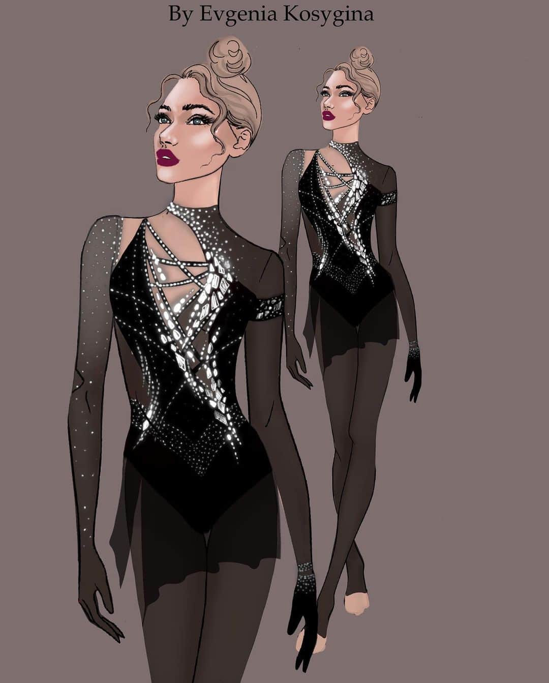 エフゲーニヤ・コスイギナさんのインスタグラム写真 - (エフゲーニヤ・コスイギナInstagram)「Kira Kuznetsova🖤🔥  gorgeous black dress by super  master: @liddkin   Очень люблю Лиду и то, как она воплощает в жизнь мои эскизы! Ну а Кира, просто невероятная красотка🖤😍 @kuznetsova_kira2012」1月19日 19時07分 - budubitch